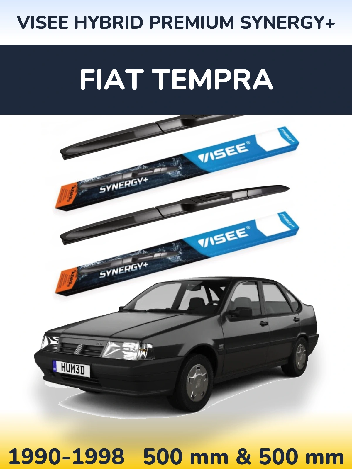 Комплект передних дворников VISEE HYBRID PREMIUM SYNERGY+ 500 & 500 мм для Fiat Tempra 1990-1998