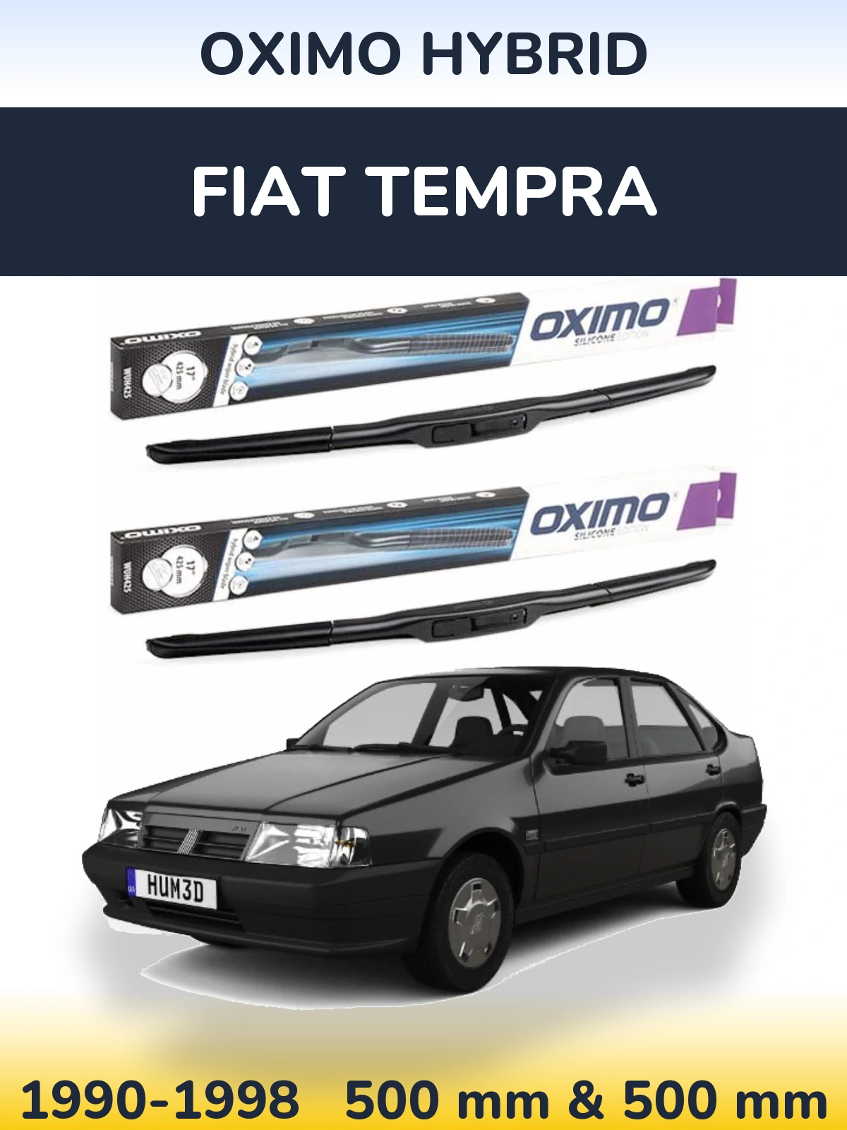 Комплект передних дворников Oximo Hybrid 500 & 500 мм для Fiat Tempra 1990-1998