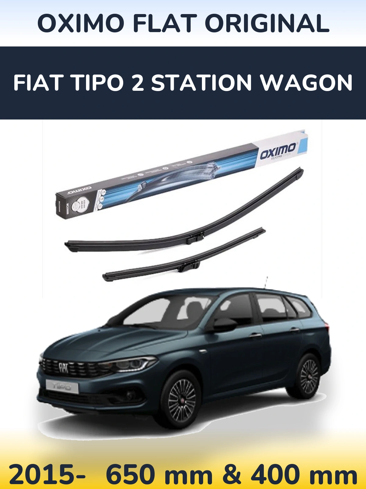 Komplet przednich wycieraczek Oximo Flat Original 650 & 400 mm do Fiat Tipo 2 Station Wagon 2015-2026