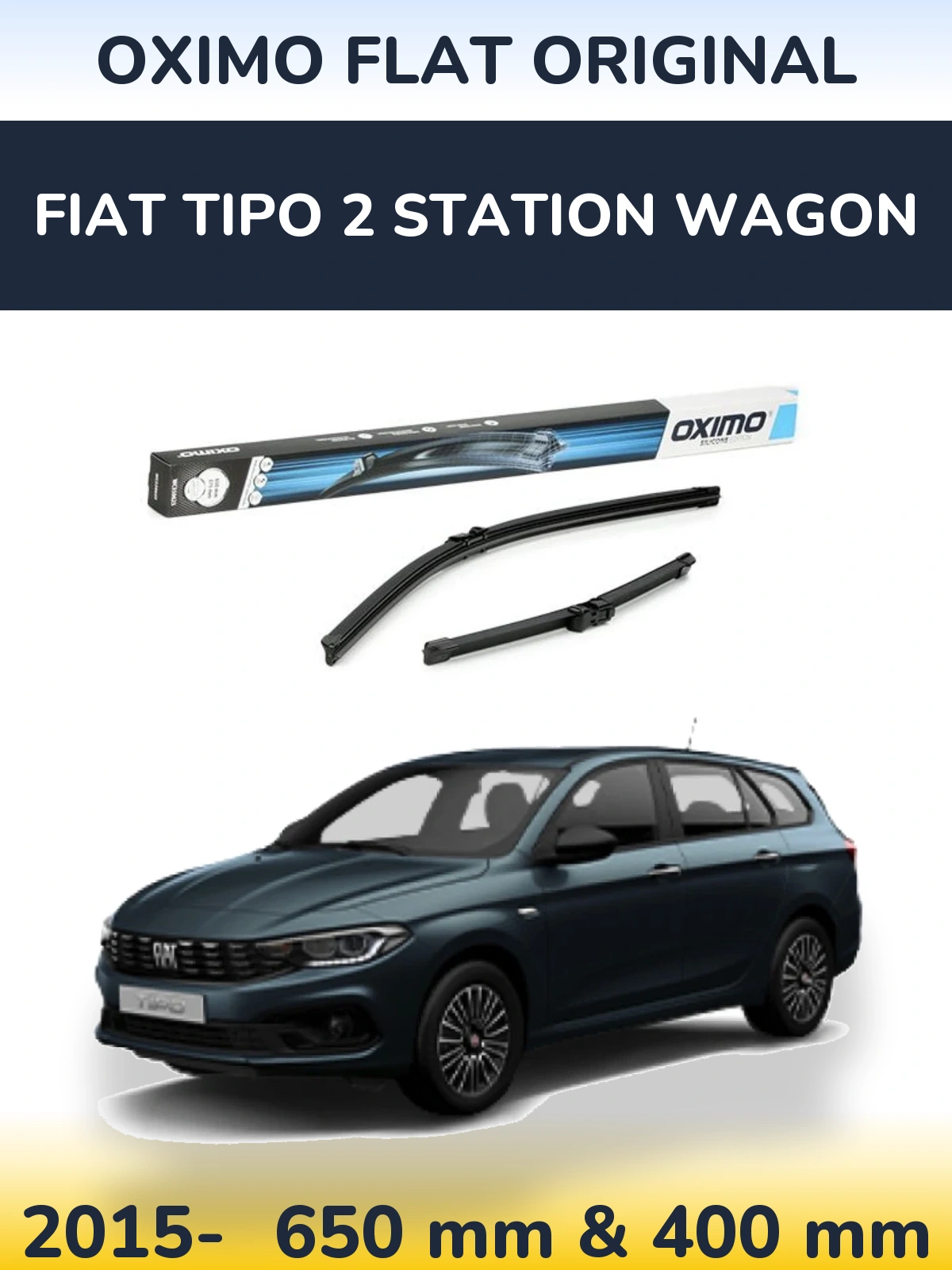 Komplet przednich wycieraczek Oximo Flat Original 650 & 375 mm do Fiat Tipo 2 Station Wagon 2015-2026