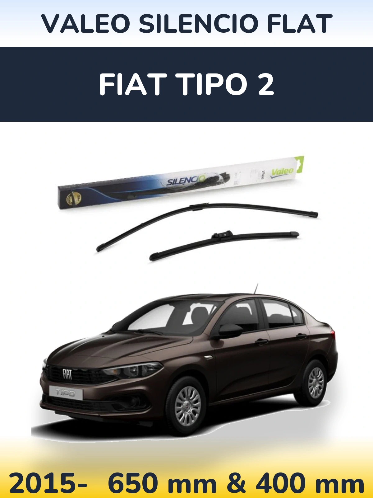 Komplet przednich wycieraczek Valeo Silencio Flat 650 & 400 mm do Fiat Tipo 2 2015-2026
