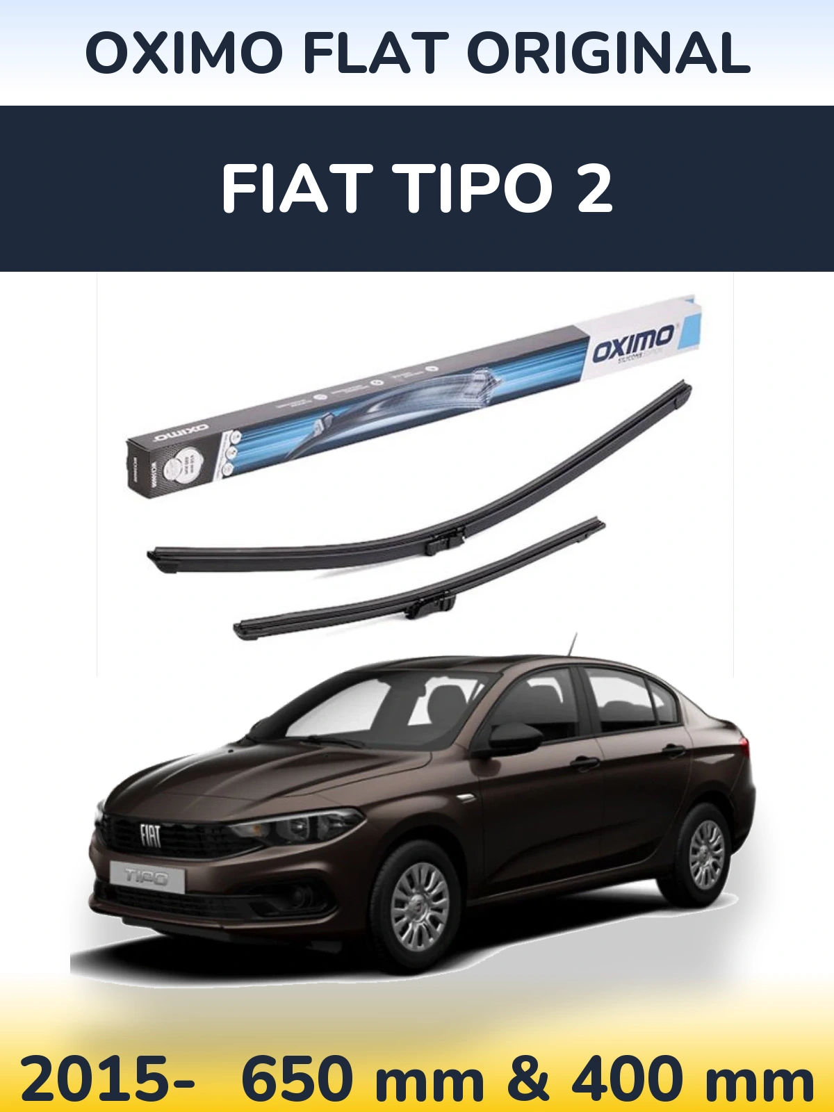 Komplet przednich wycieraczek Oximo Flat Original 650 & 400 mm do Fiat Tipo 2 2015-2026