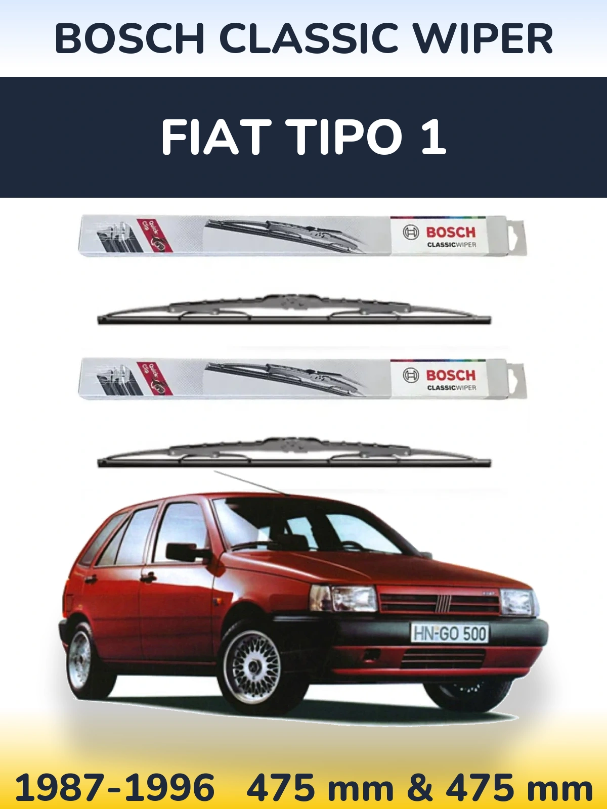 Komplet przednich wycieraczek BOSCH Classic Wiper 475 & 475 mm do Fiat Tipo 1 1987-1996