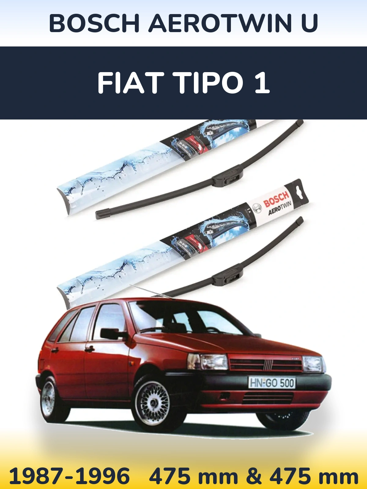 Комплект передних дворников BOSCH AeroTwin U 475 & 475 мм для Fiat Tipo 1 1987-1996