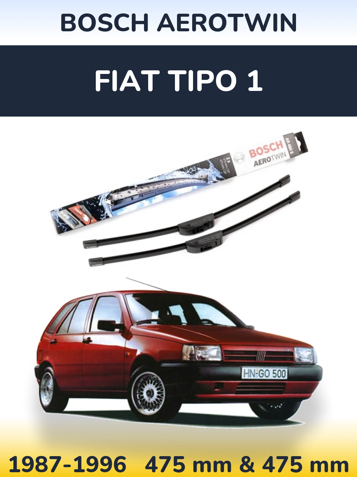 Komplet przednich wycieraczek BOSCH AeroTwin 475 & 475 mm do Fiat Tipo 1 1987-1996