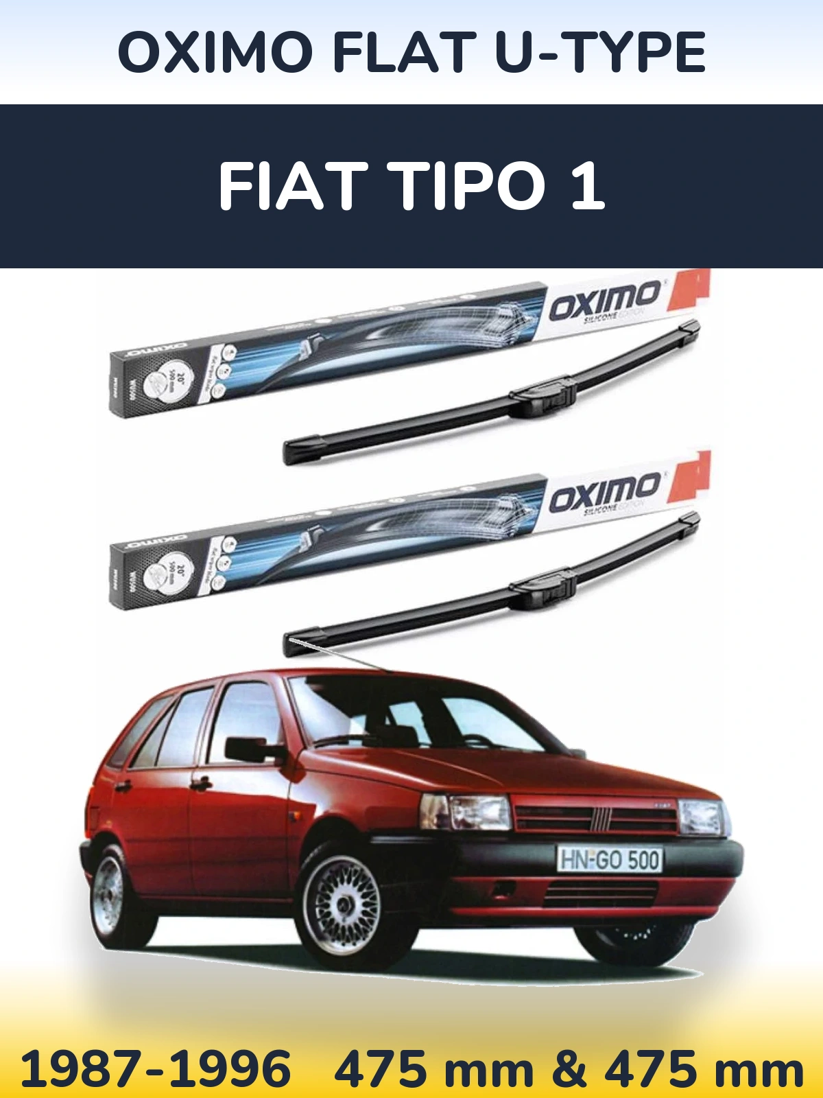 Komplet przednich wycieraczek Oximo Flat U-type 475 & 475 mm do Fiat Tipo 1 1987-1996
