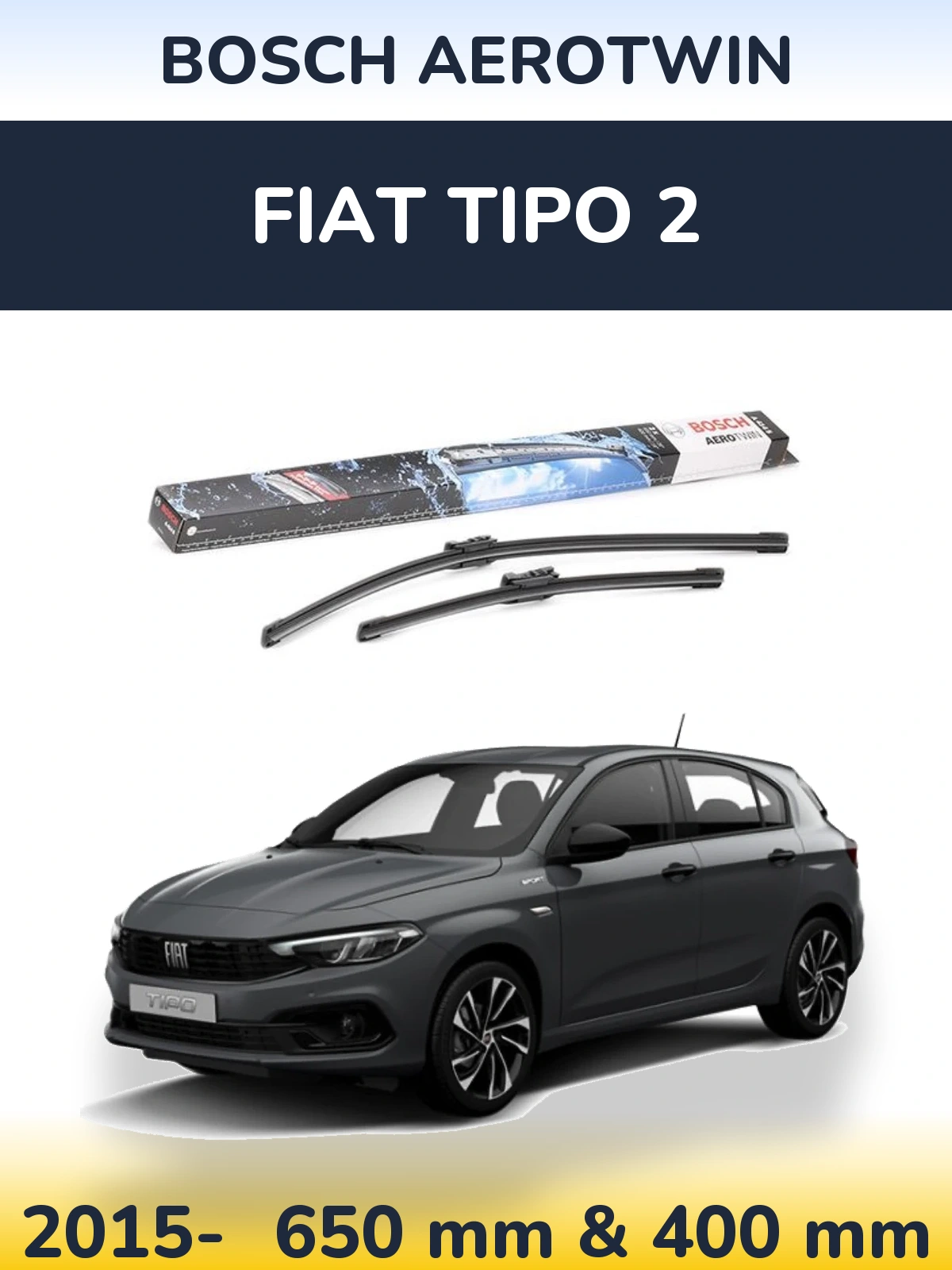 Komplet przednich wycieraczek BOSCH AeroTwin 650 & 400 mm do Fiat Tipo 2 2015-2026