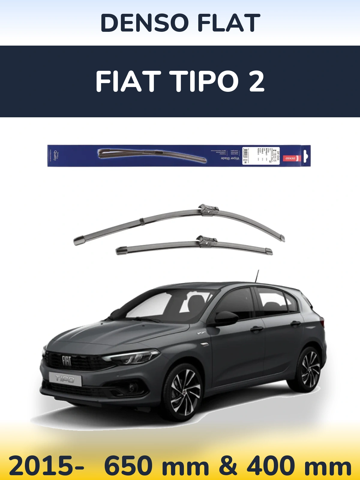 Komplet przednich wycieraczek Denso Flat 650 & 400 mm do Fiat Tipo 2 2015-2026