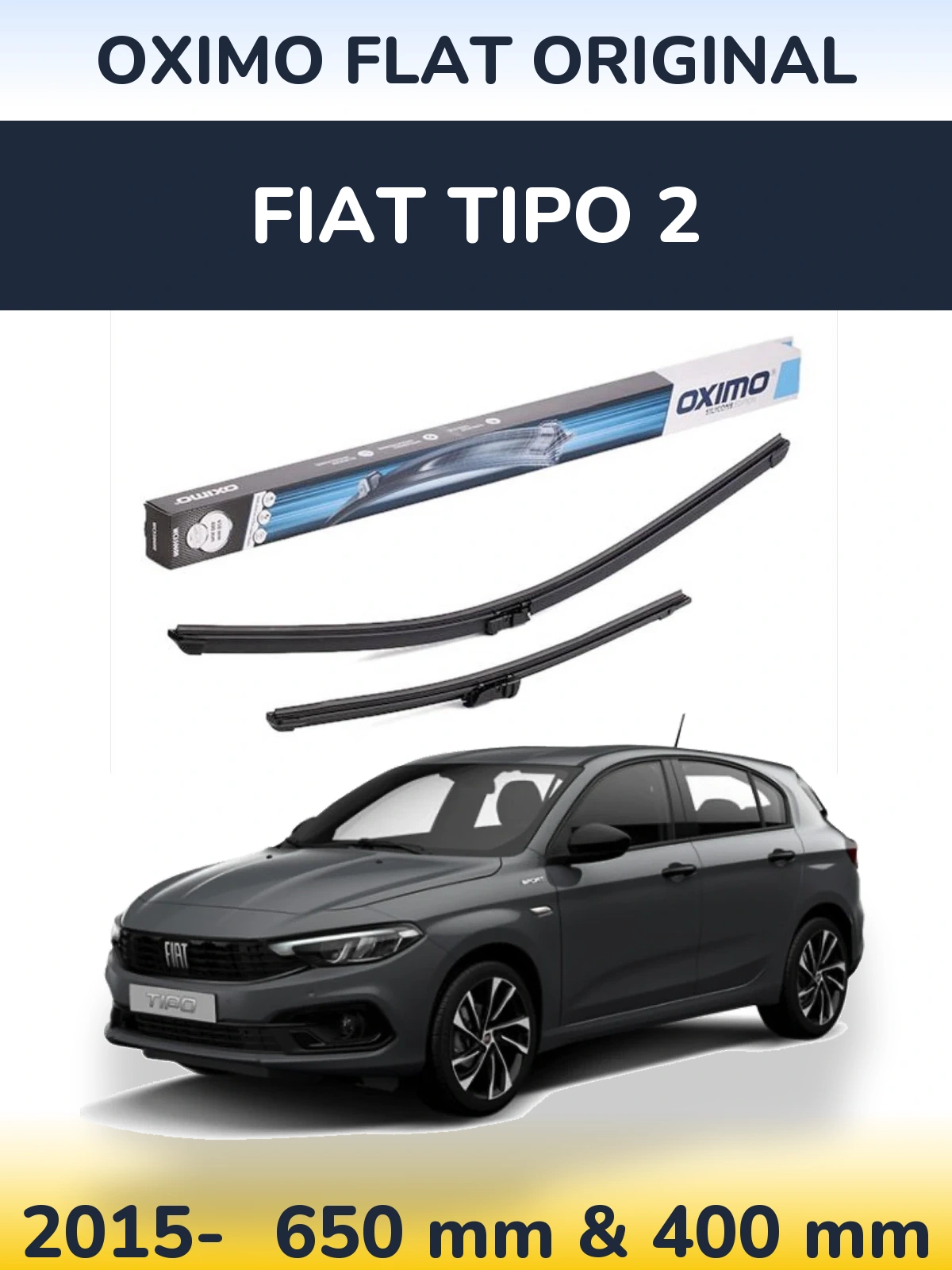 Комплект передних дворников Oximo Flat Original 650 & 400 мм для Fiat Tipo 2 2015-2026