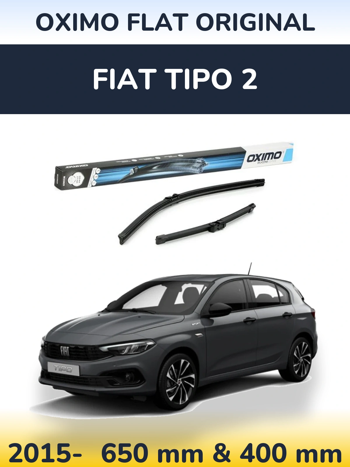 Komplet przednich wycieraczek Oximo Flat Original 650 & 375 mm do Fiat Tipo 2 2015-2026
