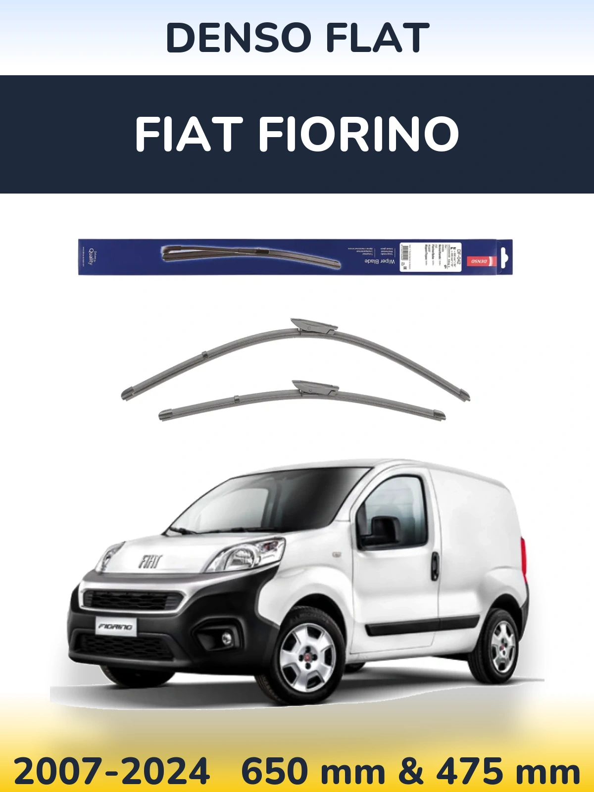 Komplet przednich wycieraczek Denso Flat 650 & 450 mm do Fiat Fiorino 2007-2024