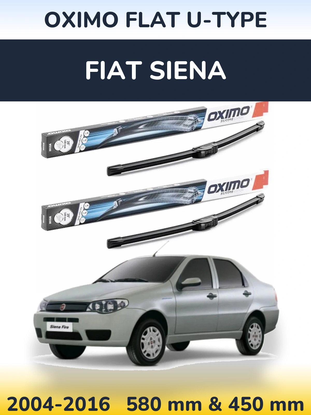 Komplet przednich wycieraczek Oximo Flat U-type 580 & 450 mm do Fiat Siena 2004-2016