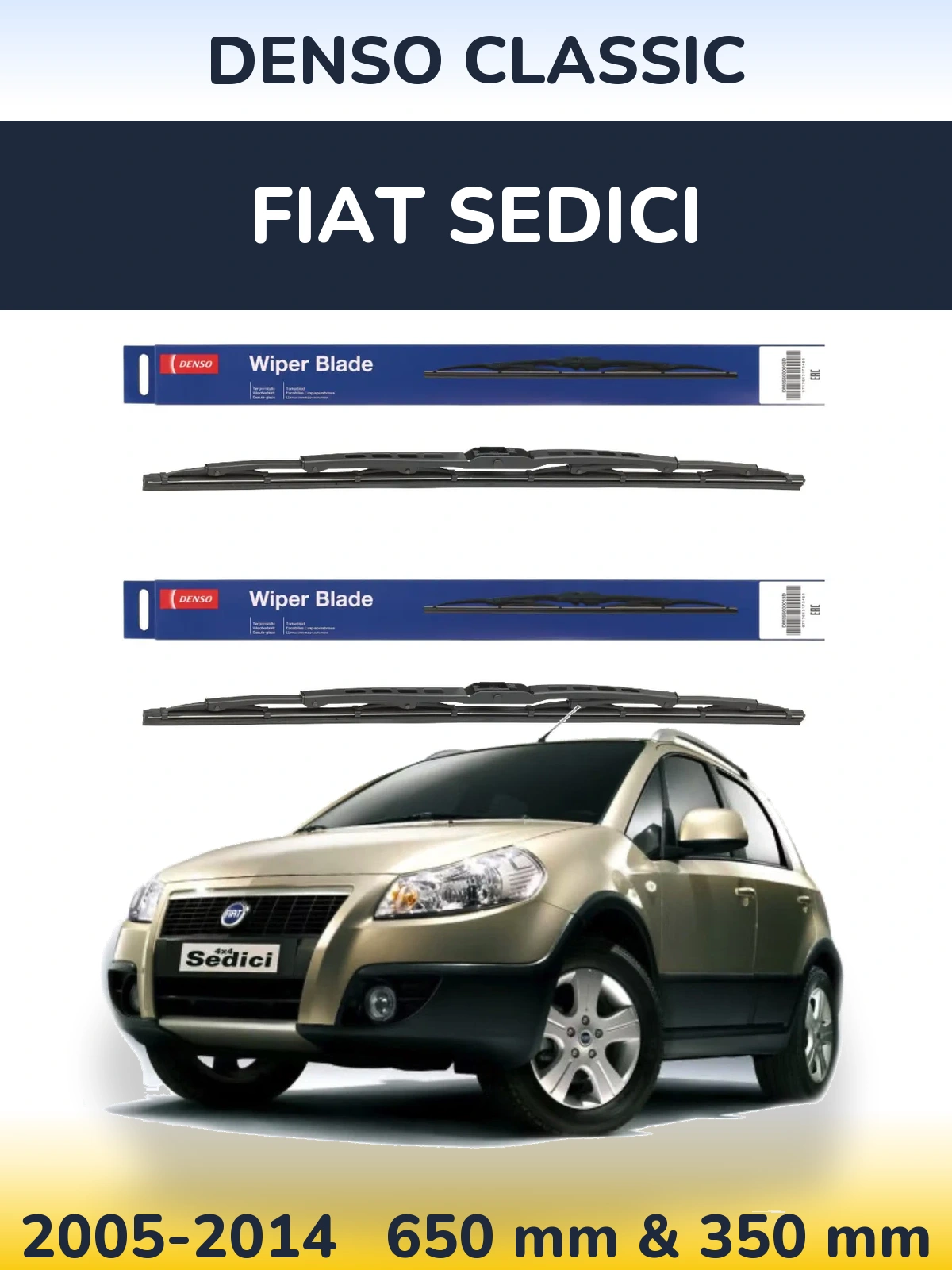 Komplet przednich wycieraczek Denso Classic 650 & 350 mm do Fiat Sedici 2005-2014