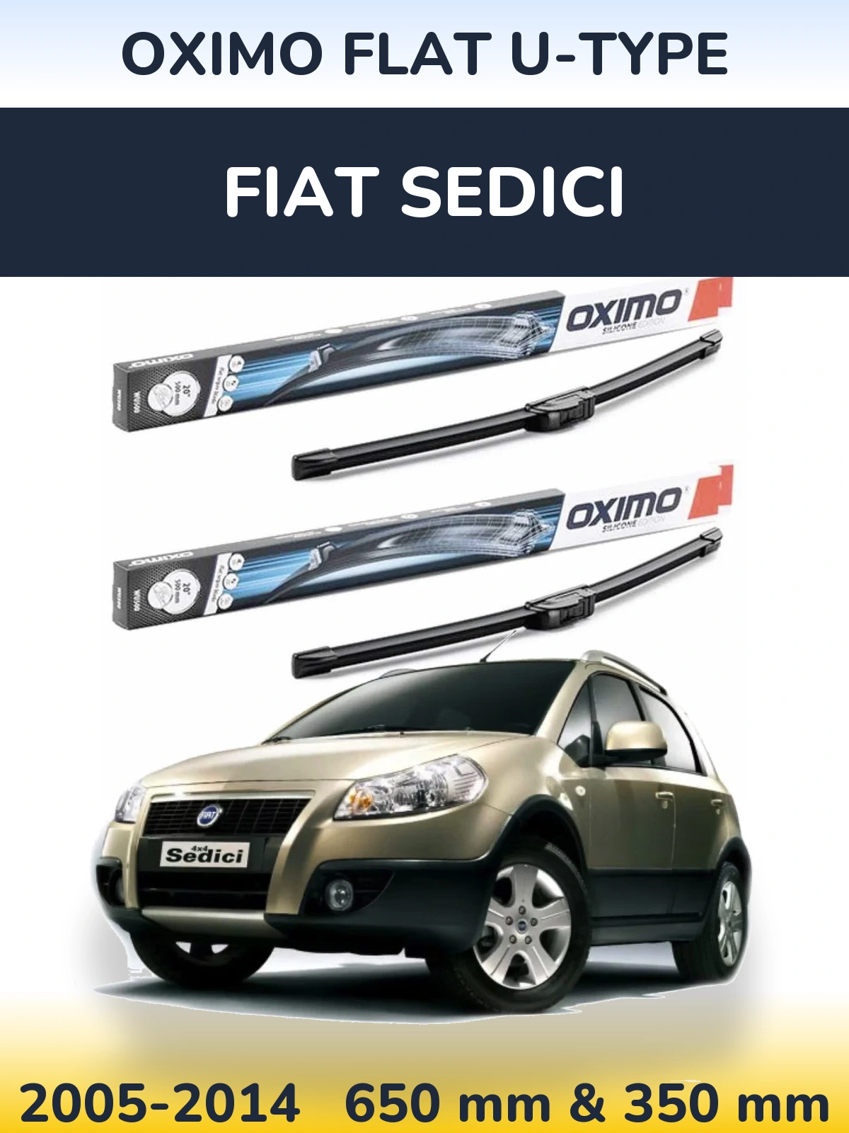 Komplet przednich wycieraczek Oximo Flat U-type 650 & 350 mm do Fiat Sedici 2005-2014