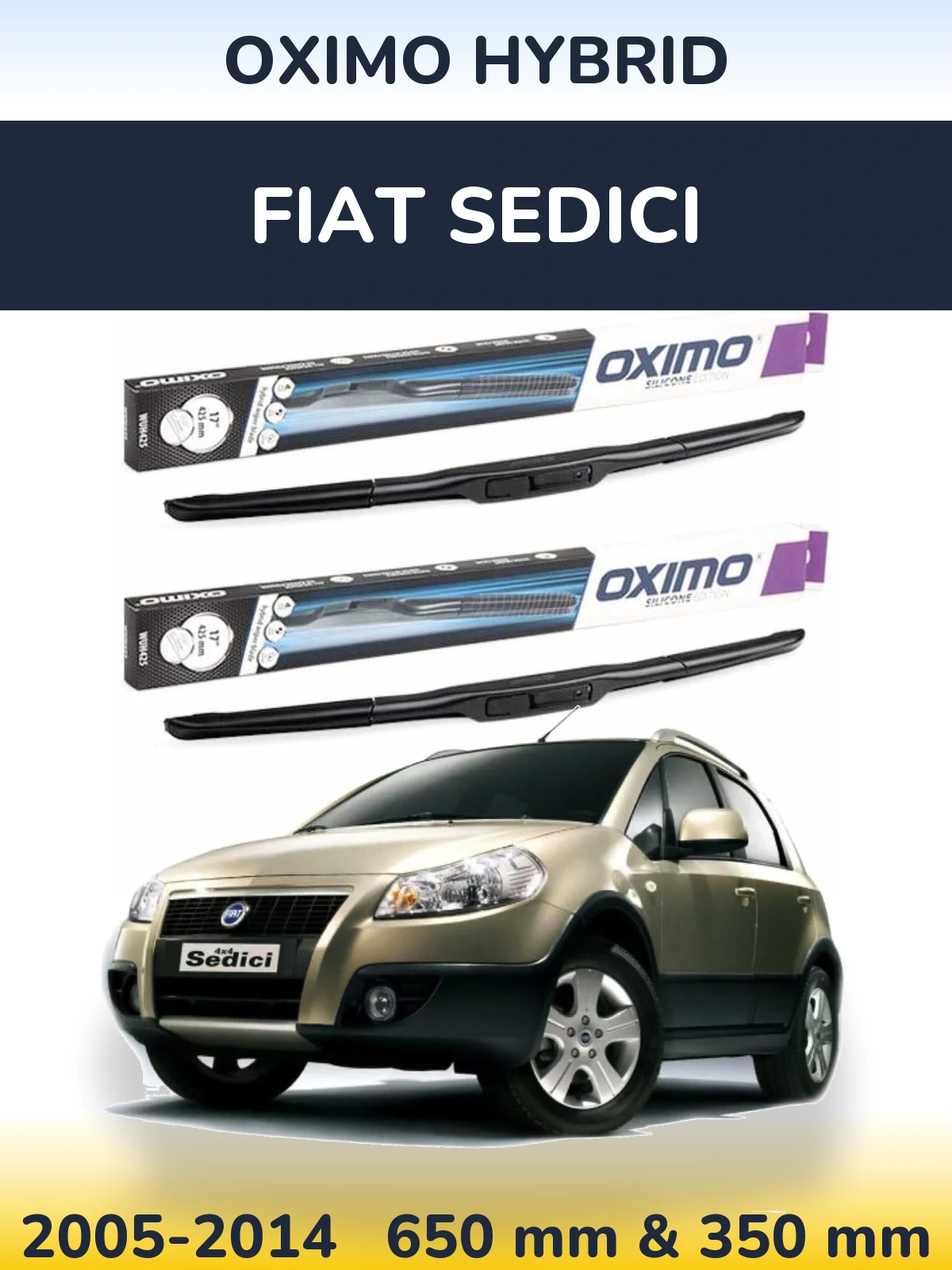 Komplet przednich wycieraczek Oximo Hybrid 650 & 350 mm do Fiat Sedici 2005-2014