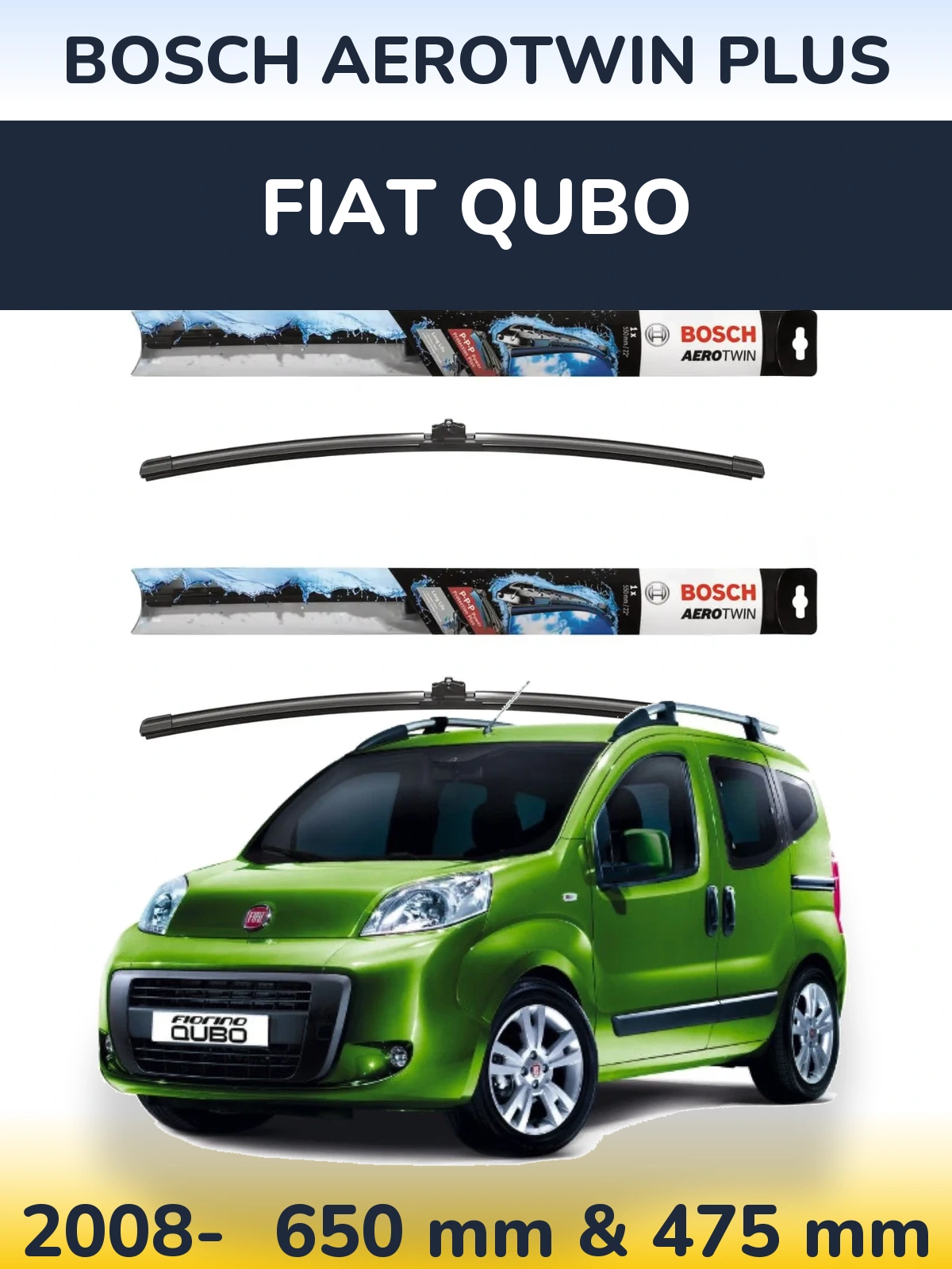 Komplet przednich wycieraczek BOSCH AeroTwin Plus 650 & 475 mm do Fiat Qubo 2008-2026
