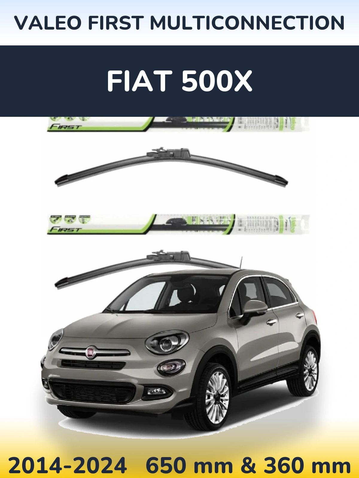 Komplet przednich wycieraczek Valeo First MultiConnection 650 & 350 mm do Fiat 500X 2014-2024
