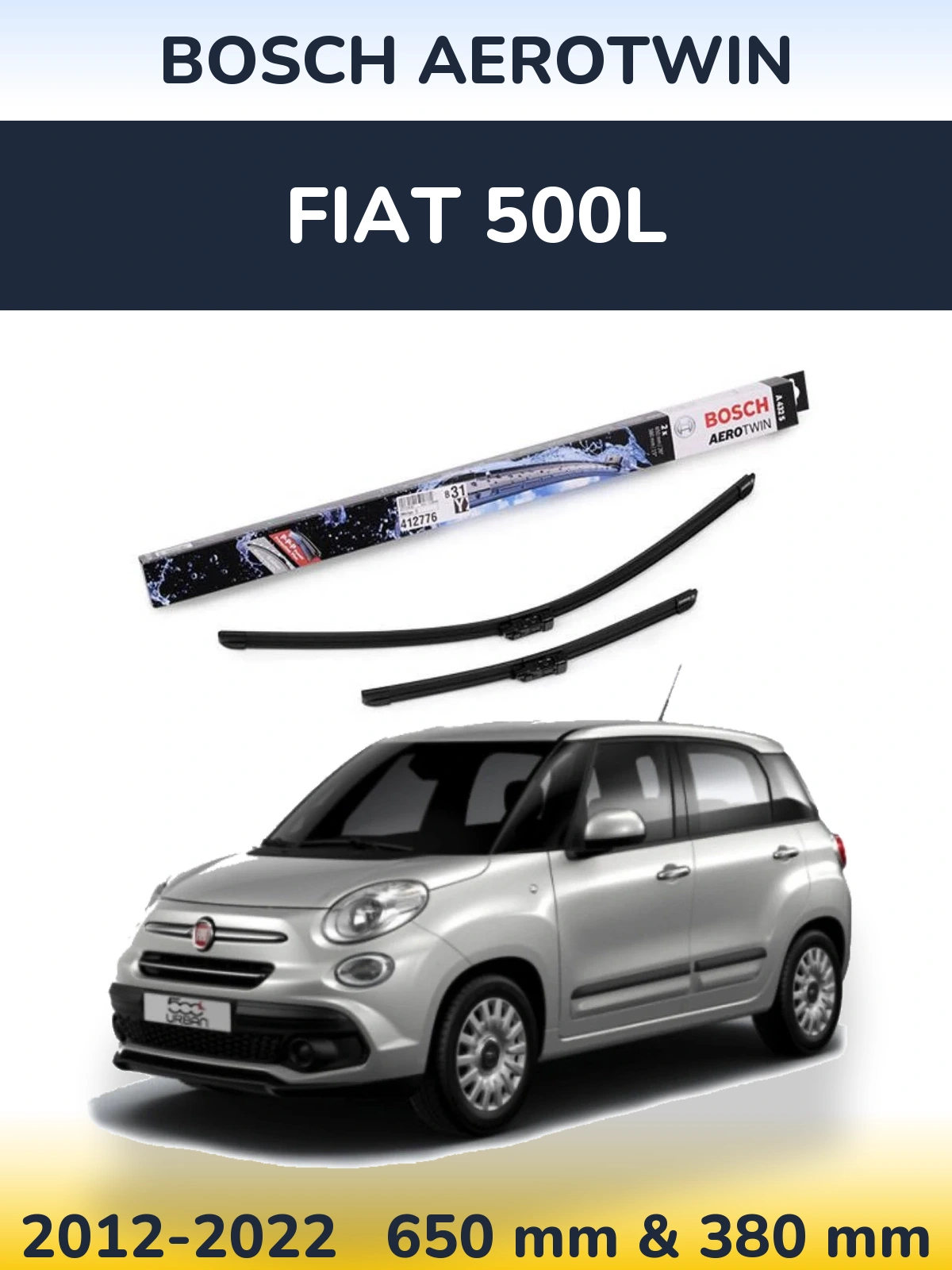 Komplet przednich wycieraczek BOSCH AeroTwin 650 & 380 mm do Fiat 500L 2012-2022
