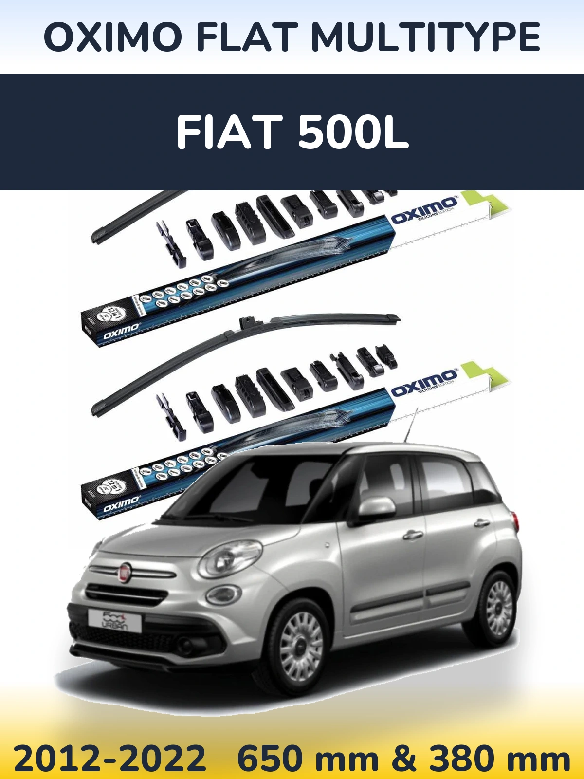Komplet przednich wycieraczek Oximo Flat MultiType 650 & 380 mm do Fiat 500L 2012-2022