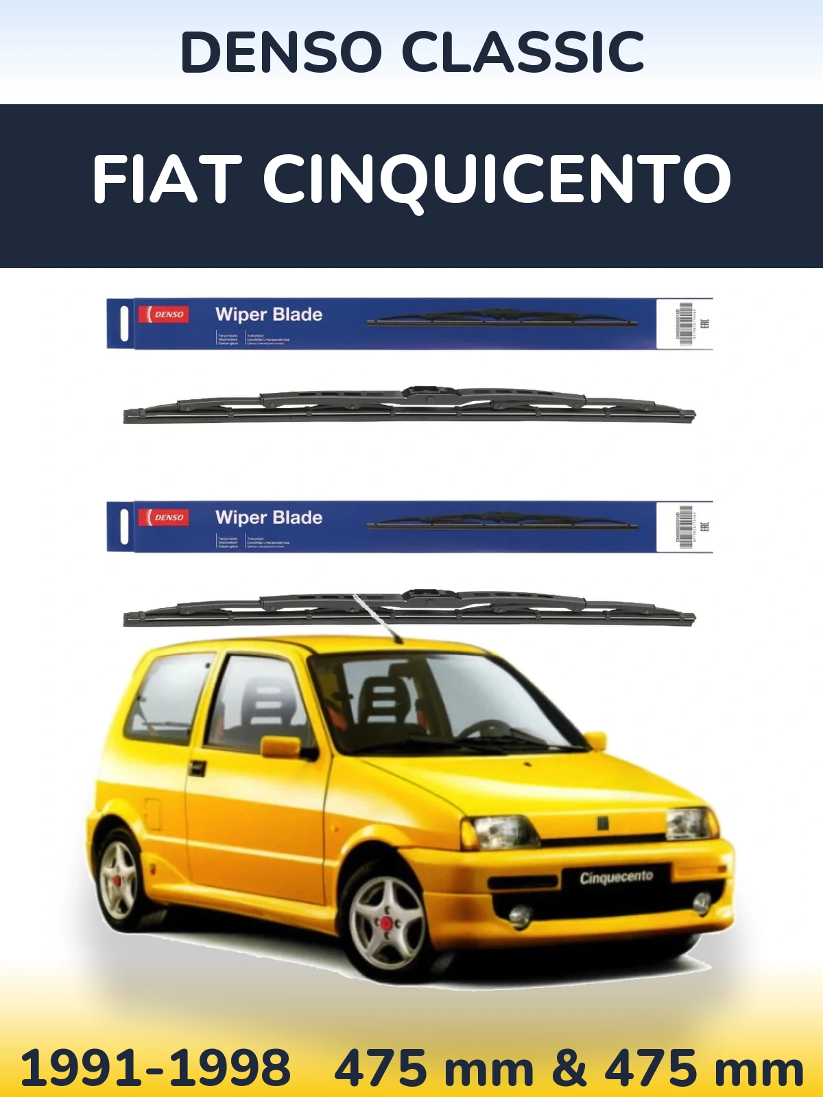 Komplet przednich wycieraczek Denso Classic 475 & 475 mm do Fiat Cinquicento 1991-1998