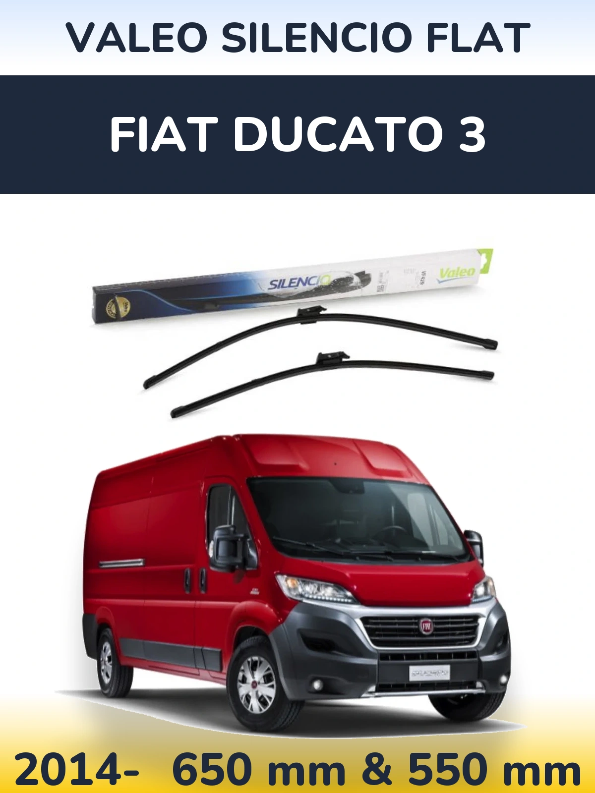 Комплект передних дворников Valeo Silencio Flat 650 & 550 мм для Fiat Ducato 3 2014-2026