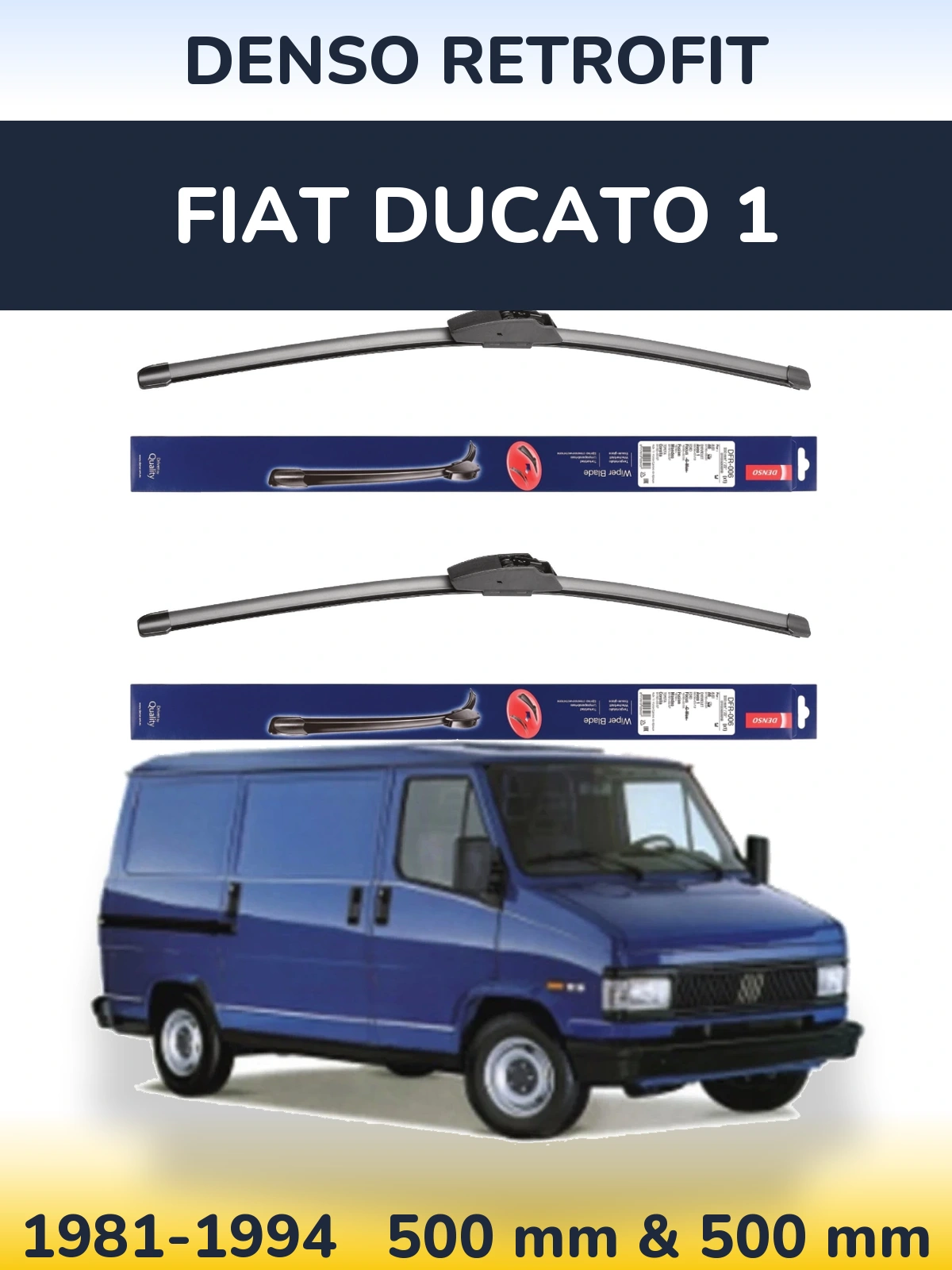 Комплект передних дворников Denso Retrofit 500 & 500 мм для Fiat Ducato 1 1981-1994