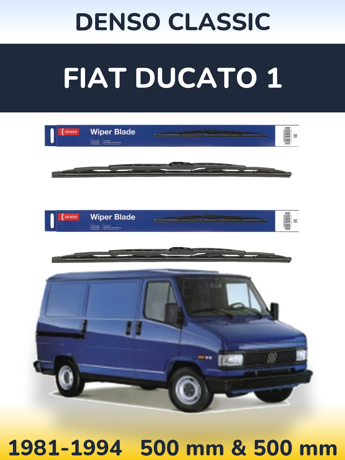 Комплект передних дворников Denso Classic 500 & 500 мм для Fiat Ducato 1 1981-1994