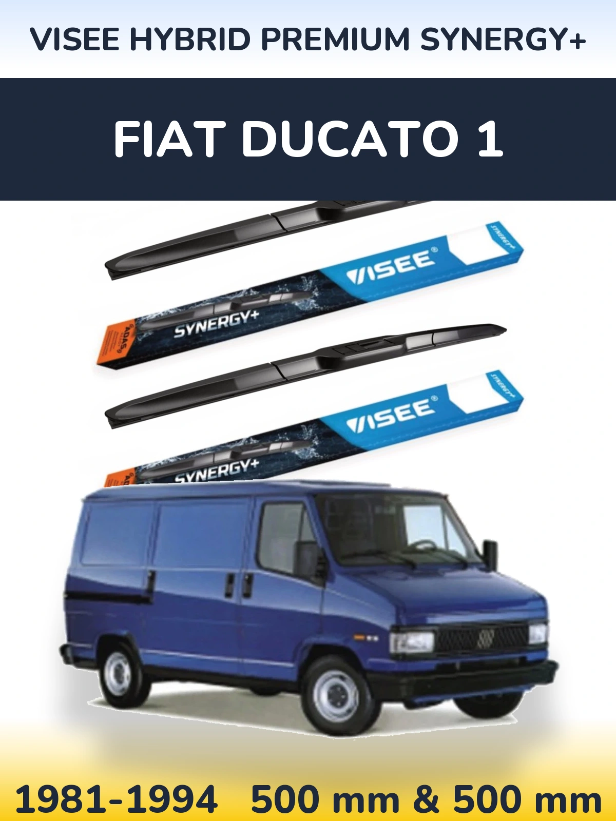 Комплект передних дворников VISEE HYBRID PREMIUM SYNERGY+ 500 & 500 мм для Fiat Ducato 1 1981-1994