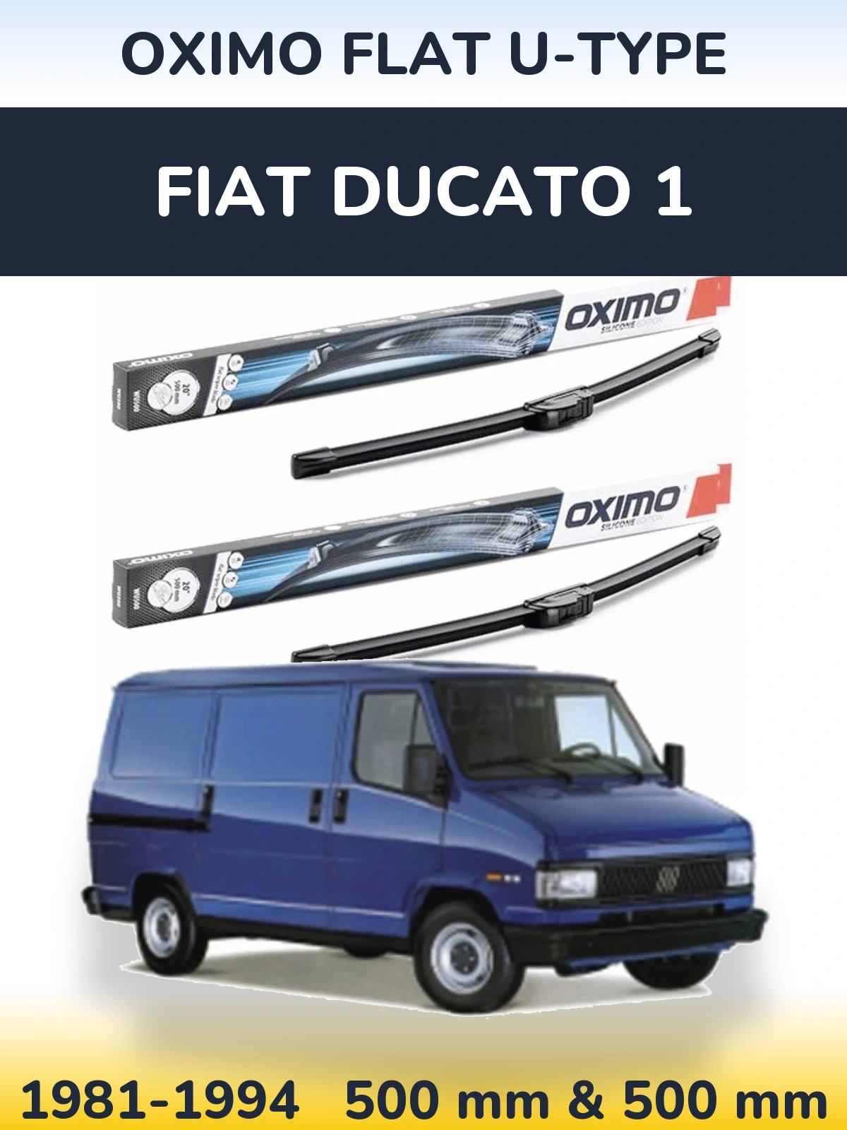 Комплект передних дворников Oximo Flat U-type 500 & 500 мм для Fiat Ducato 1 1981-1994