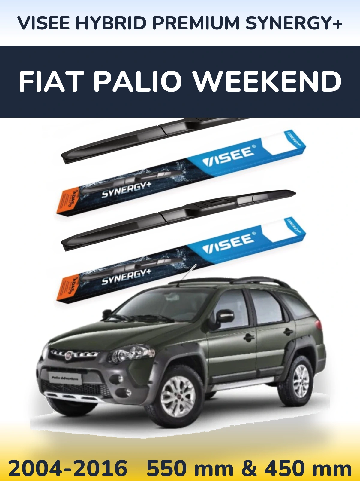 Комплект передних дворников VISEE HYBRID PREMIUM SYNERGY+ 550 & 450 мм для Fiat Palio Weekend 2004-2016