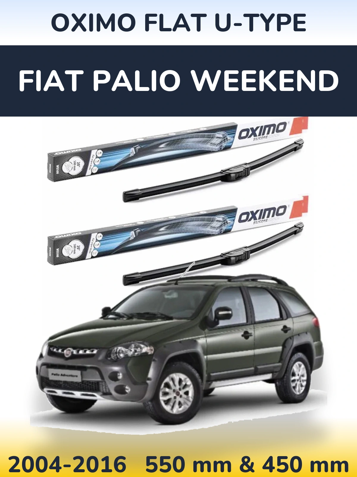 Комплект передних дворников Oximo Flat U-type 550 & 450 мм для Fiat Palio Weekend 2004-2016
