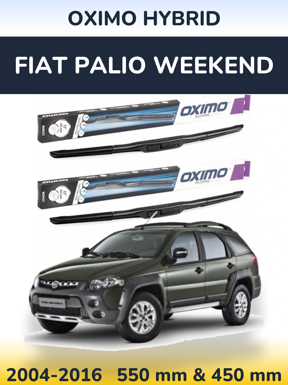 Комплект передних дворников Oximo Hybrid 550 & 450 мм для Fiat Palio Weekend 2004-2016