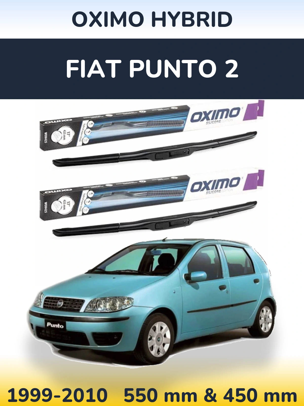 Komplet przednich wycieraczek Oximo Hybrid 550 & 450 mm do Fiat Punto 2 1999-2010
