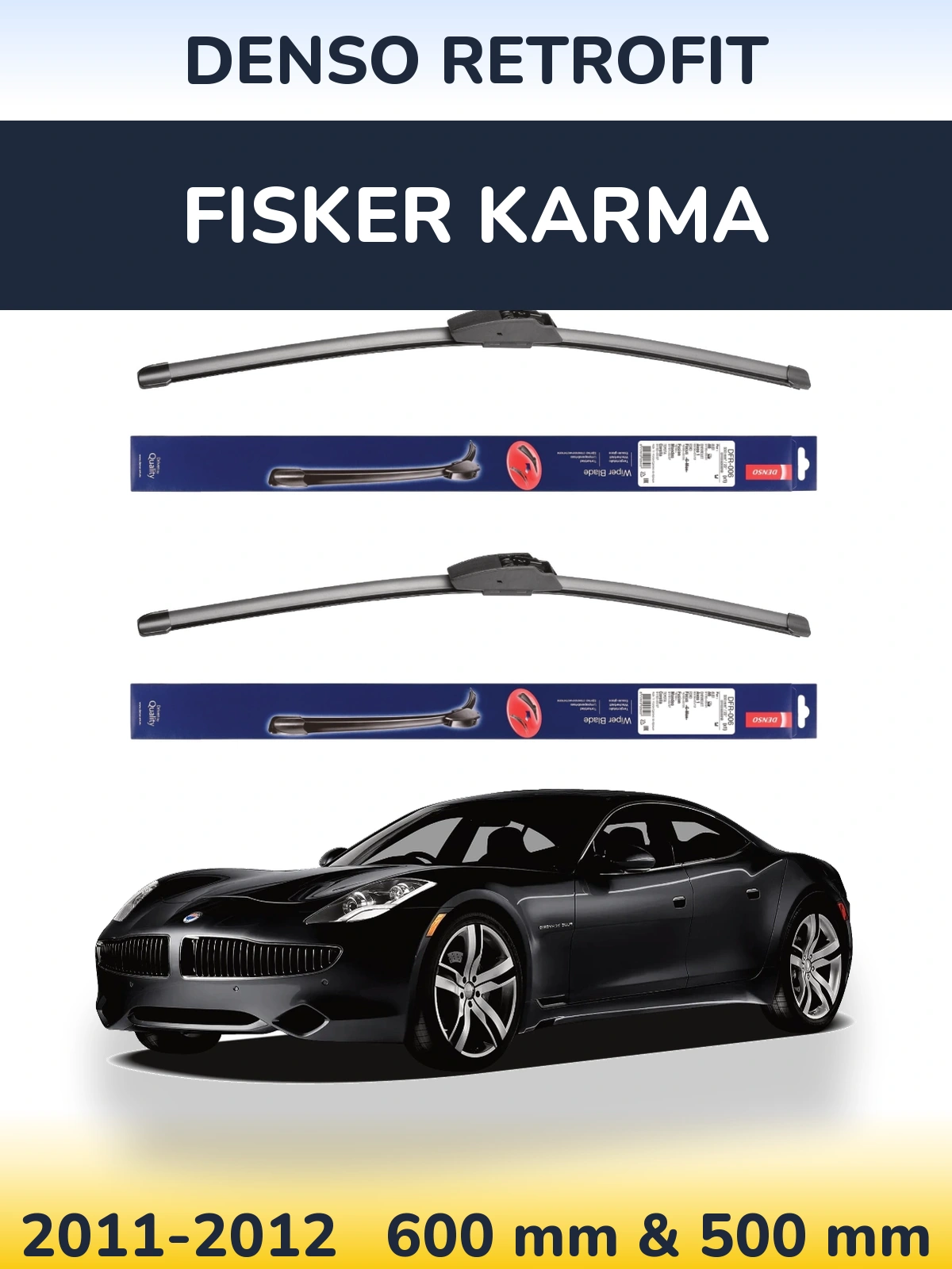 Комплект передних дворников Denso Retrofit 600 & 500 мм для Fisker Karma 2011-2012