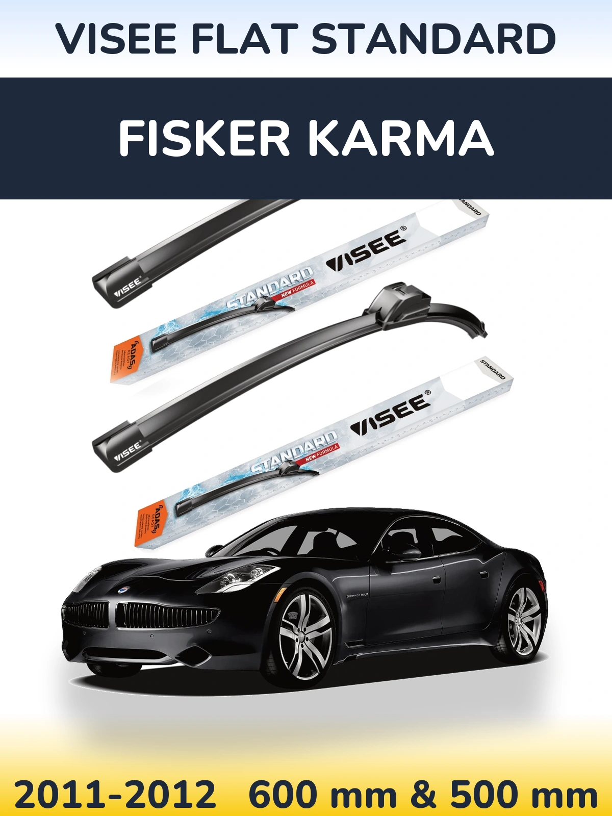 Комплект передних дворников VISEE FLAT STANDARD 600 & 500 мм для Fisker Karma 2011-2012