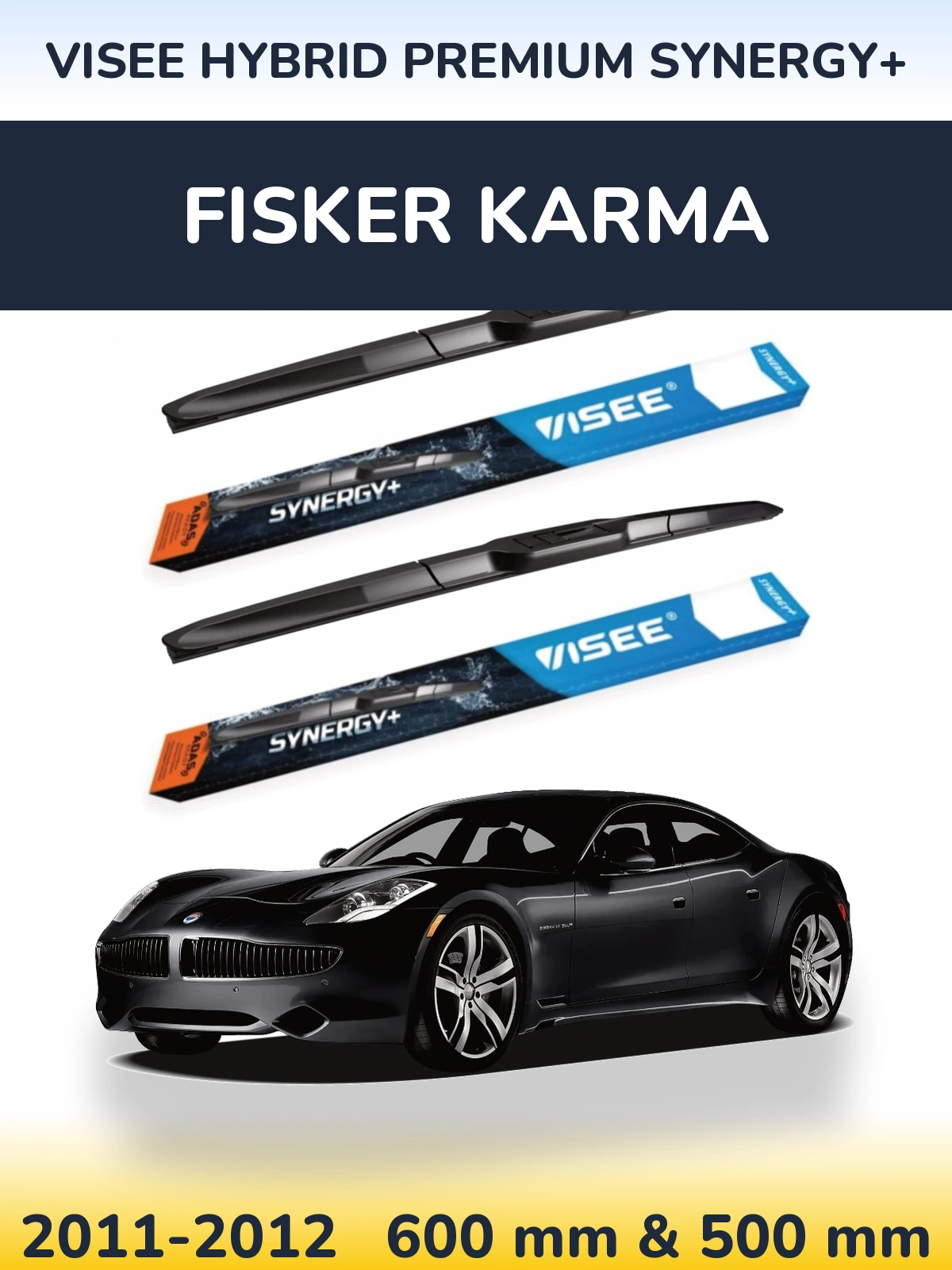 Комплект передних дворников VISEE HYBRID PREMIUM SYNERGY+ 600 & 500 мм для Fisker Karma 2011-2012