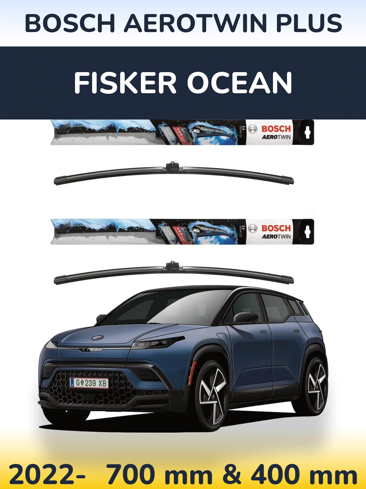 Komplet przednich wycieraczek BOSCH AeroTwin Plus 700 & 400 mm do Fisker Ocean 2022-2026