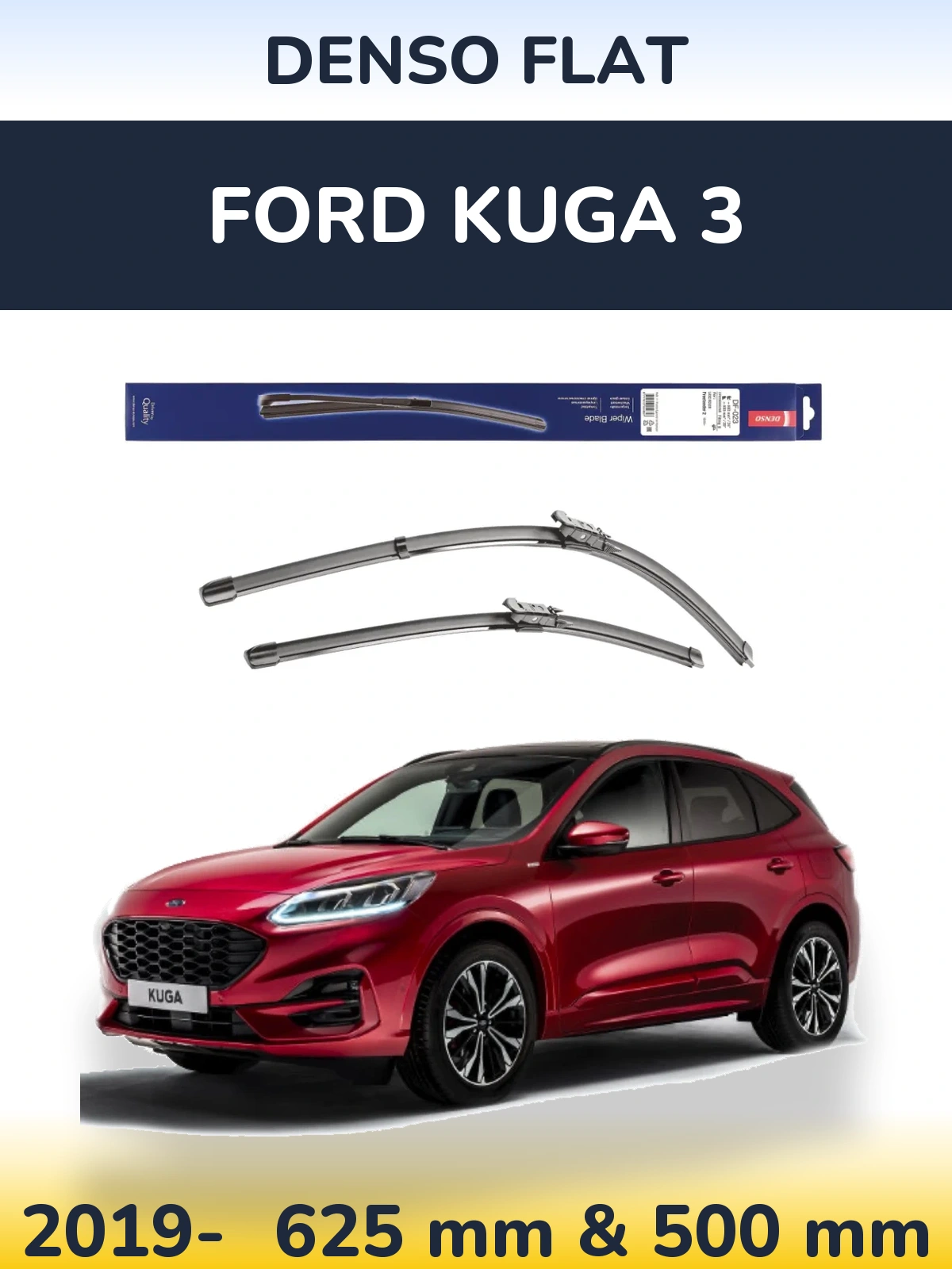 Komplet przednich wycieraczek Denso Flat 600 & 500 mm do Ford Kuga 3 2019-2026