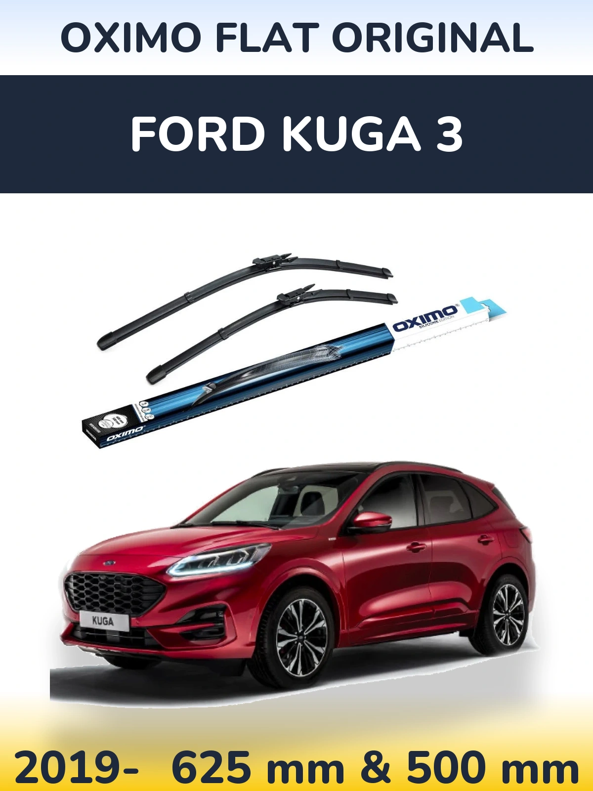 Front wiper blade set Oximo Flat Original 600 & 500 mm for Ford Kuga 3 2019-2026