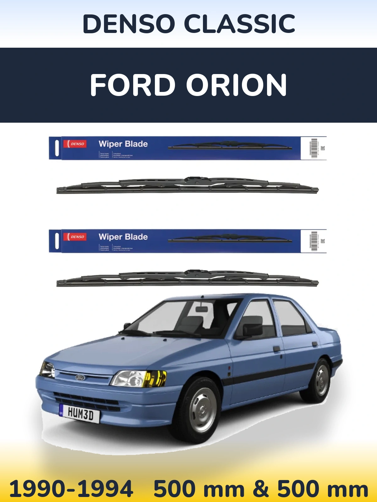 Komplet przednich wycieraczek Denso Classic 500 & 500 mm do Ford Orion 1990-1994