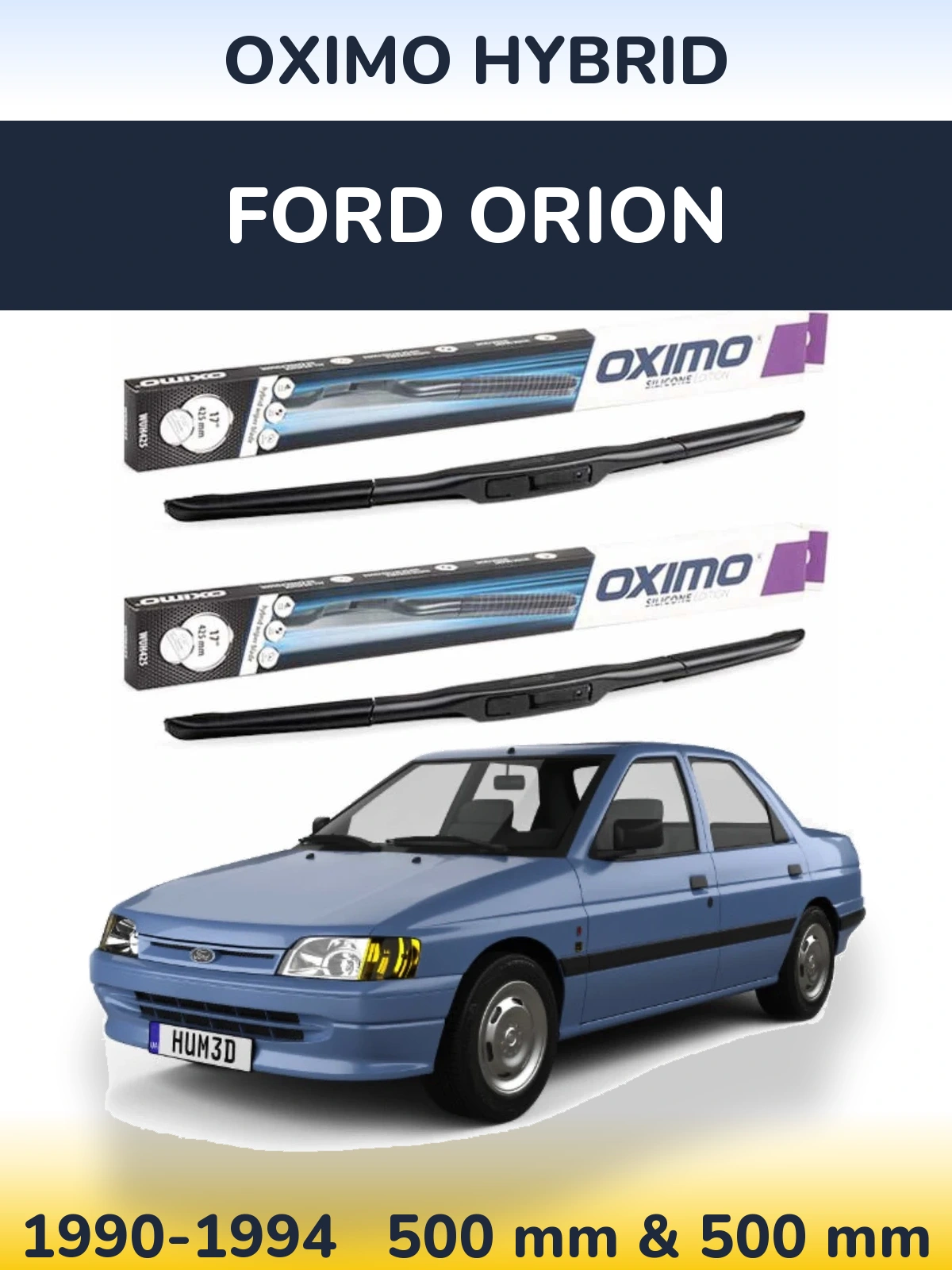 Komplet przednich wycieraczek Oximo Hybrid 500 & 500 mm do Ford Orion 1990-1994