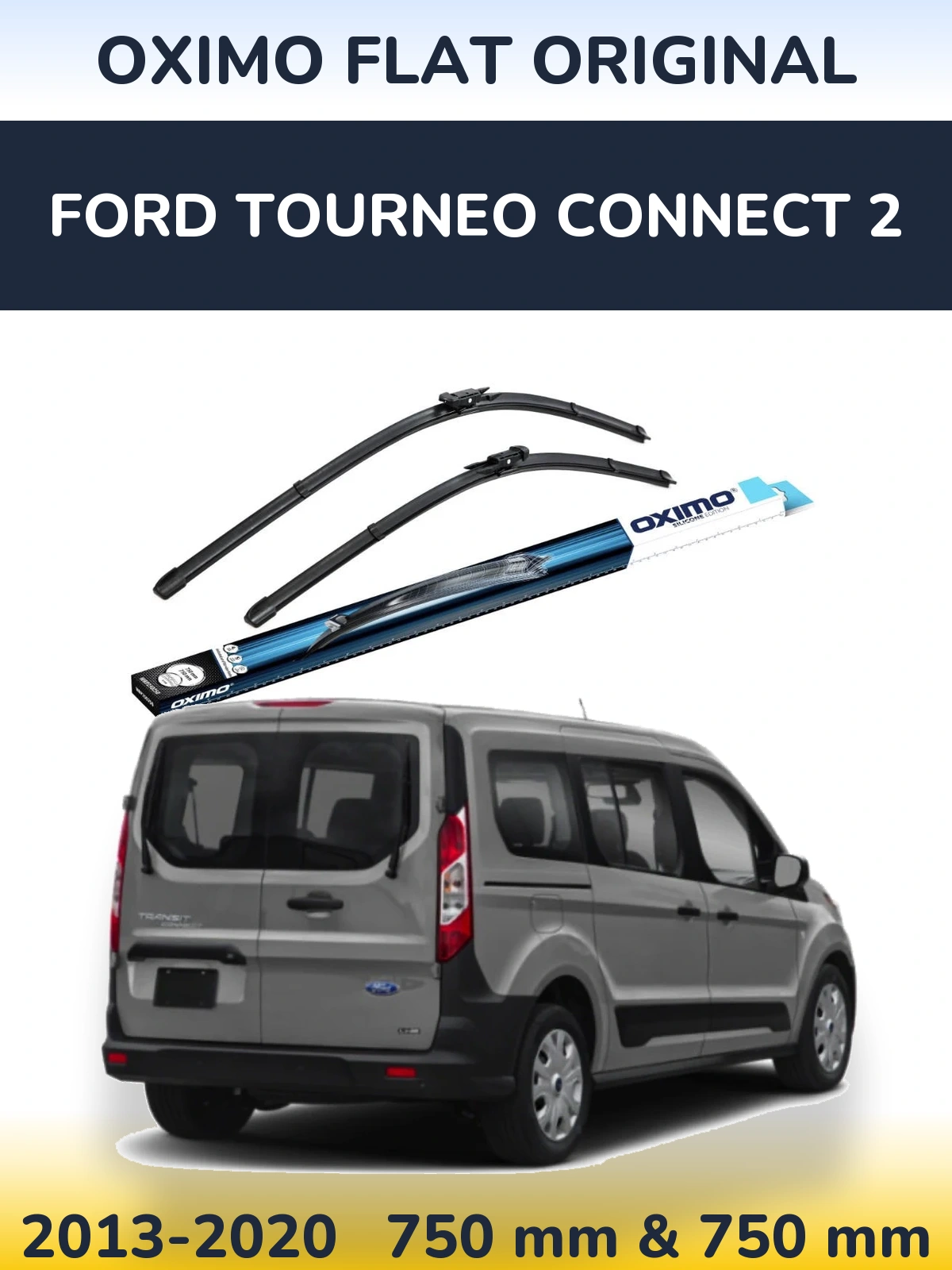 Комплект передних дворников Oximo Flat Original 750 & 750 мм для Ford Tourneo Connect 2 2013-2020