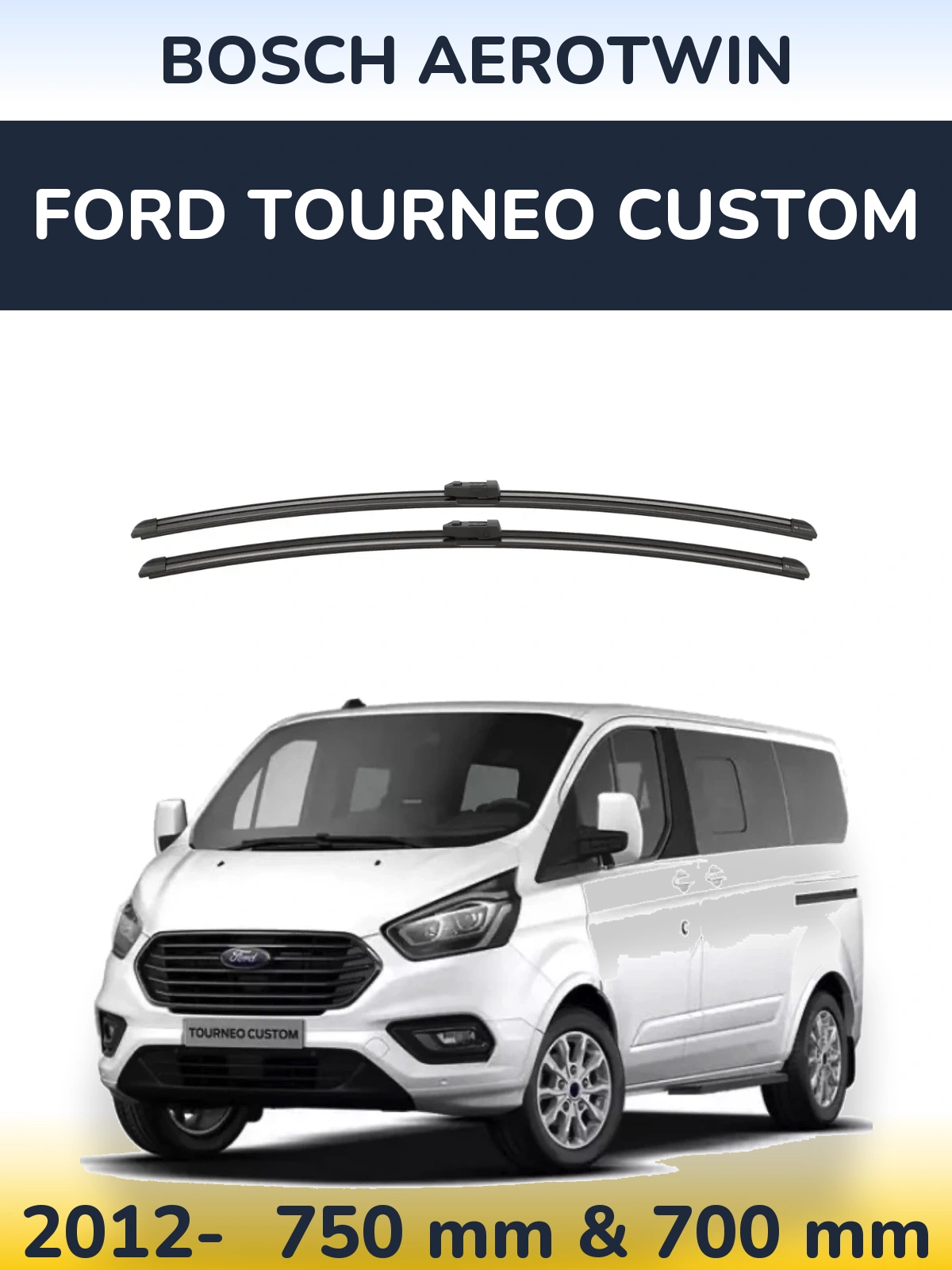 Комплект передних дворников BOSCH AeroTwin 750 & 700 мм для Ford Tourneo Custom 2012-2026