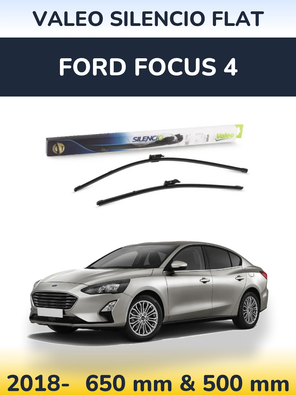 Komplet przednich wycieraczek Valeo Silencio Flat 650 & 500 mm do Ford Focus 4 2018-2026