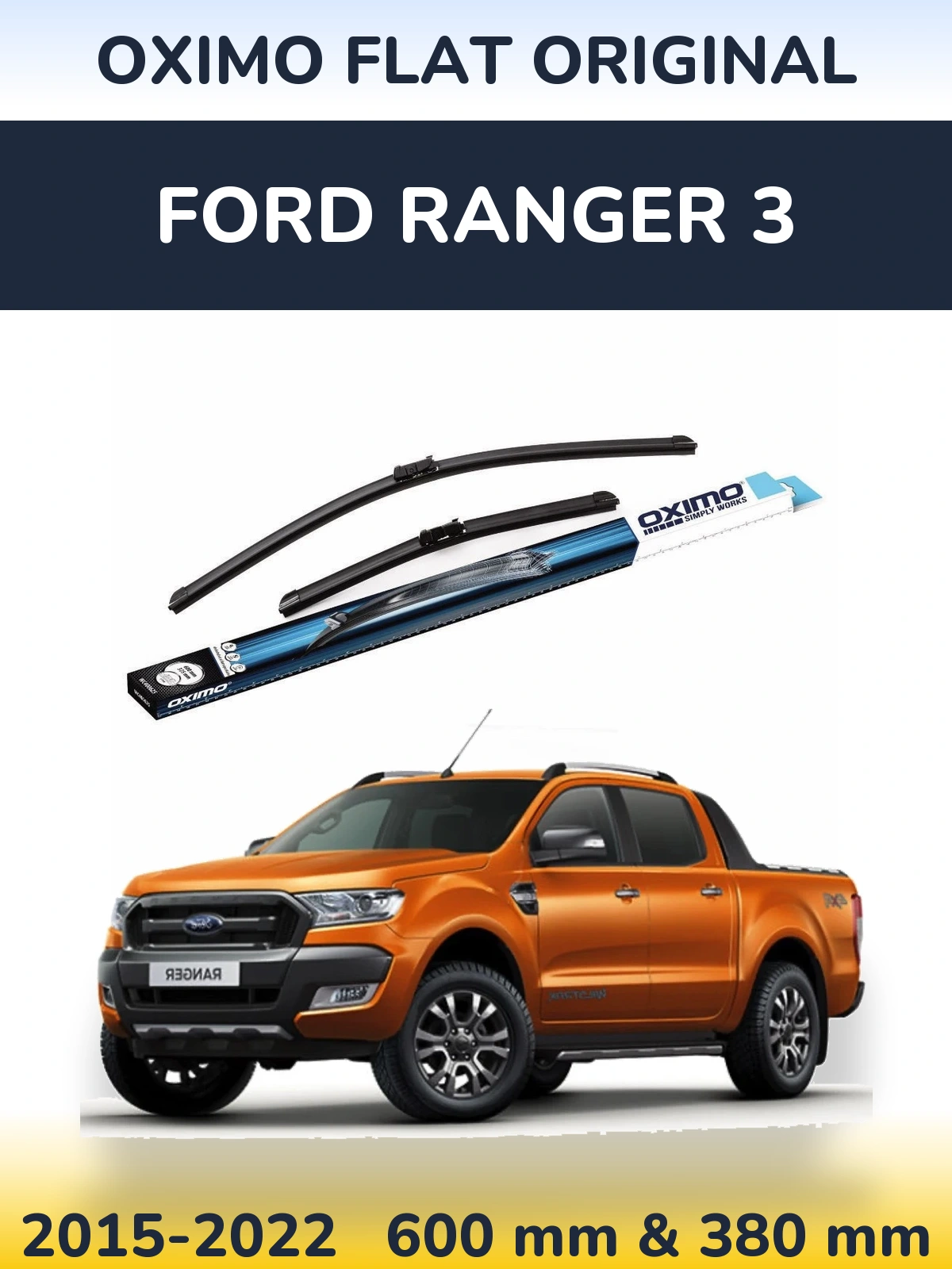 Komplet przednich wycieraczek Oximo Flat Original 600 & 380 mm do Ford Ranger 3 2015-2022