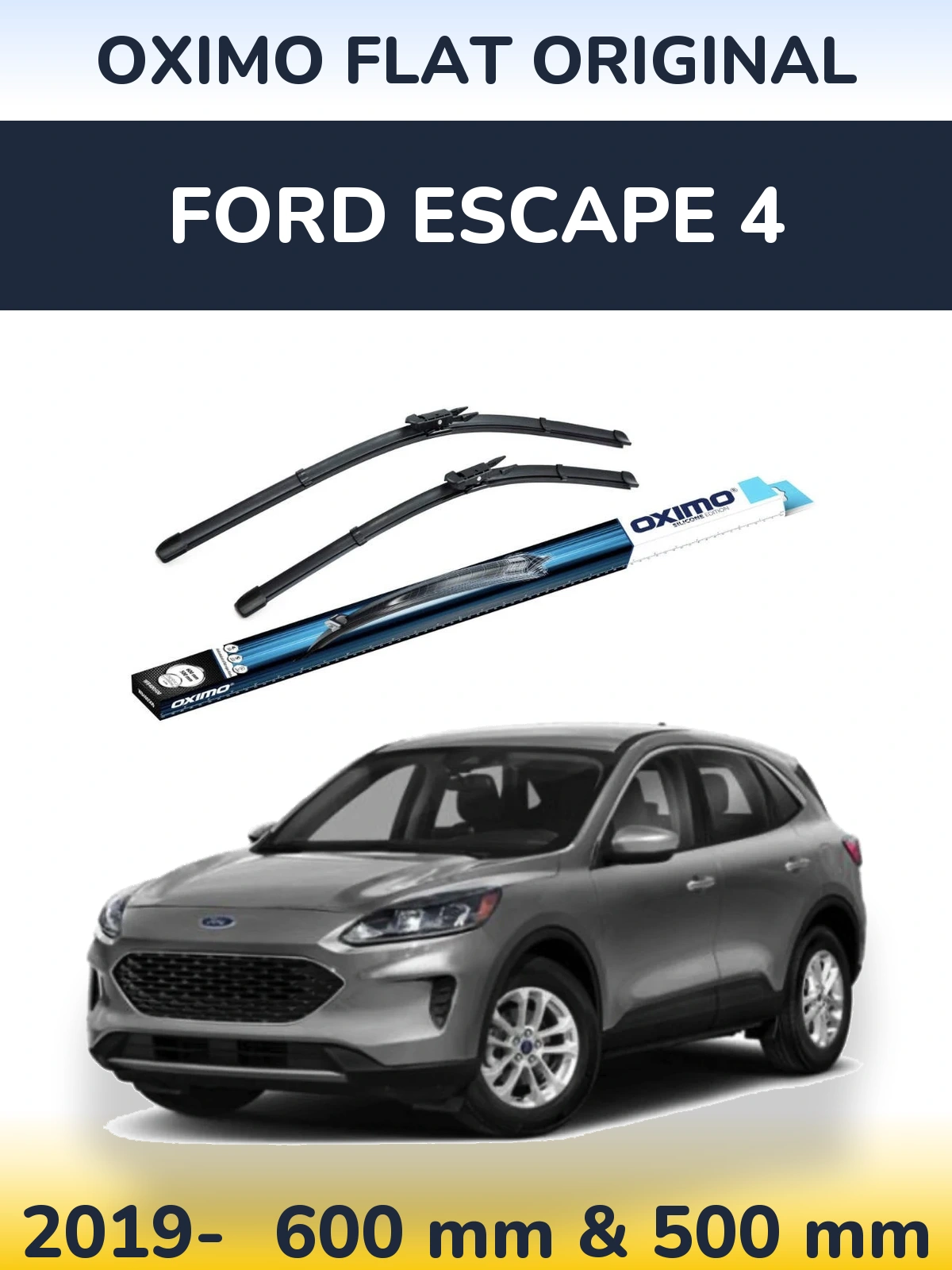 Front wiper blade set Oximo Flat Original 600 & 500 mm for Ford Escape 4 2019-2026