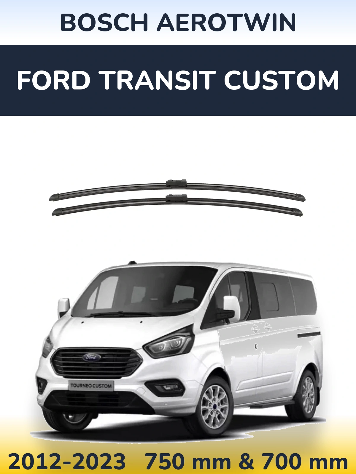 Komplet przednich wycieraczek BOSCH AeroTwin 750 & 700 mm do Ford Transit Custom 2012-2023