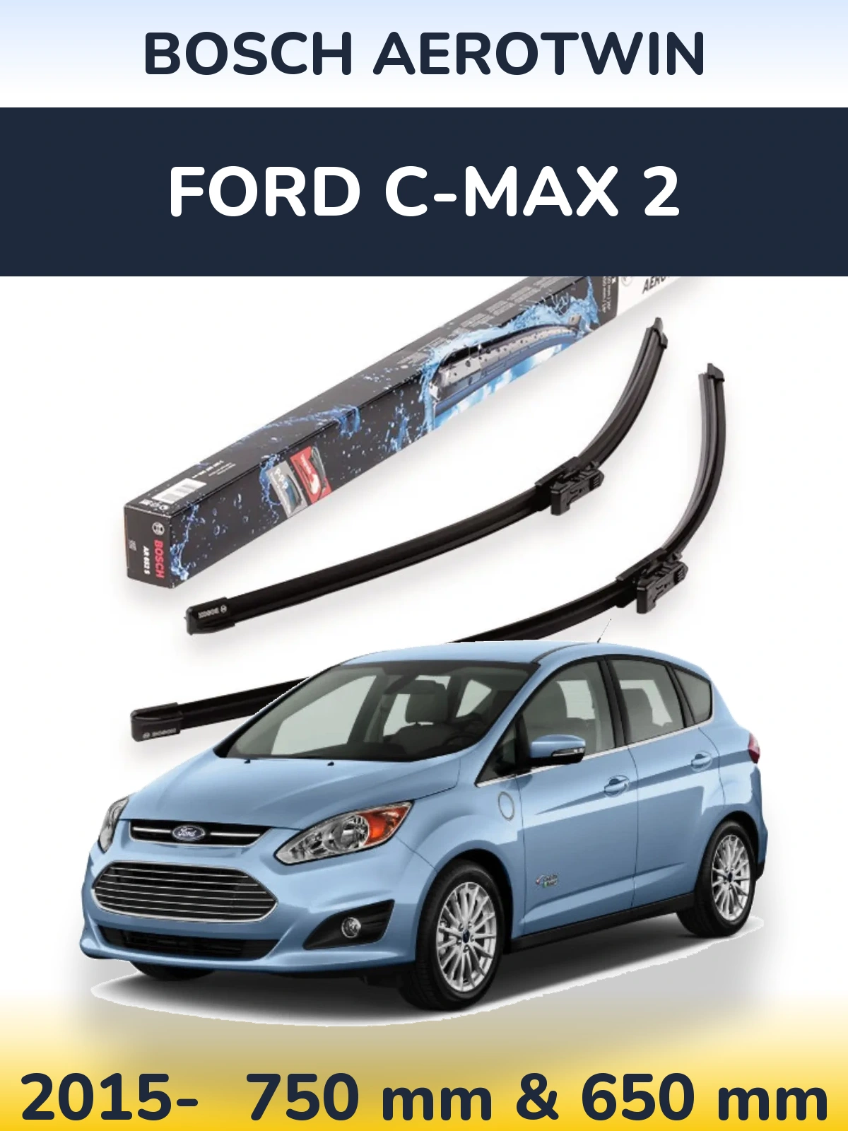 Komplet przednich wycieraczek BOSCH AeroTwin 750 & 650 mm do Ford C-MAX 2 2015-2026