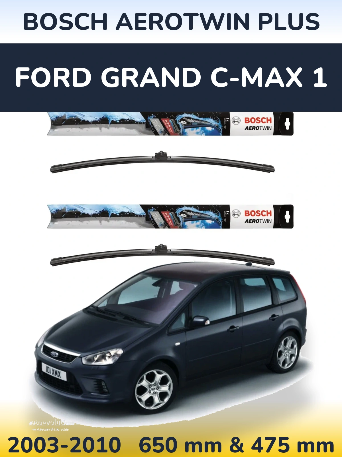Komplet przednich wycieraczek BOSCH AeroTwin Plus 650 & 475 mm do Ford Grand C-MAX 1 2003-2010