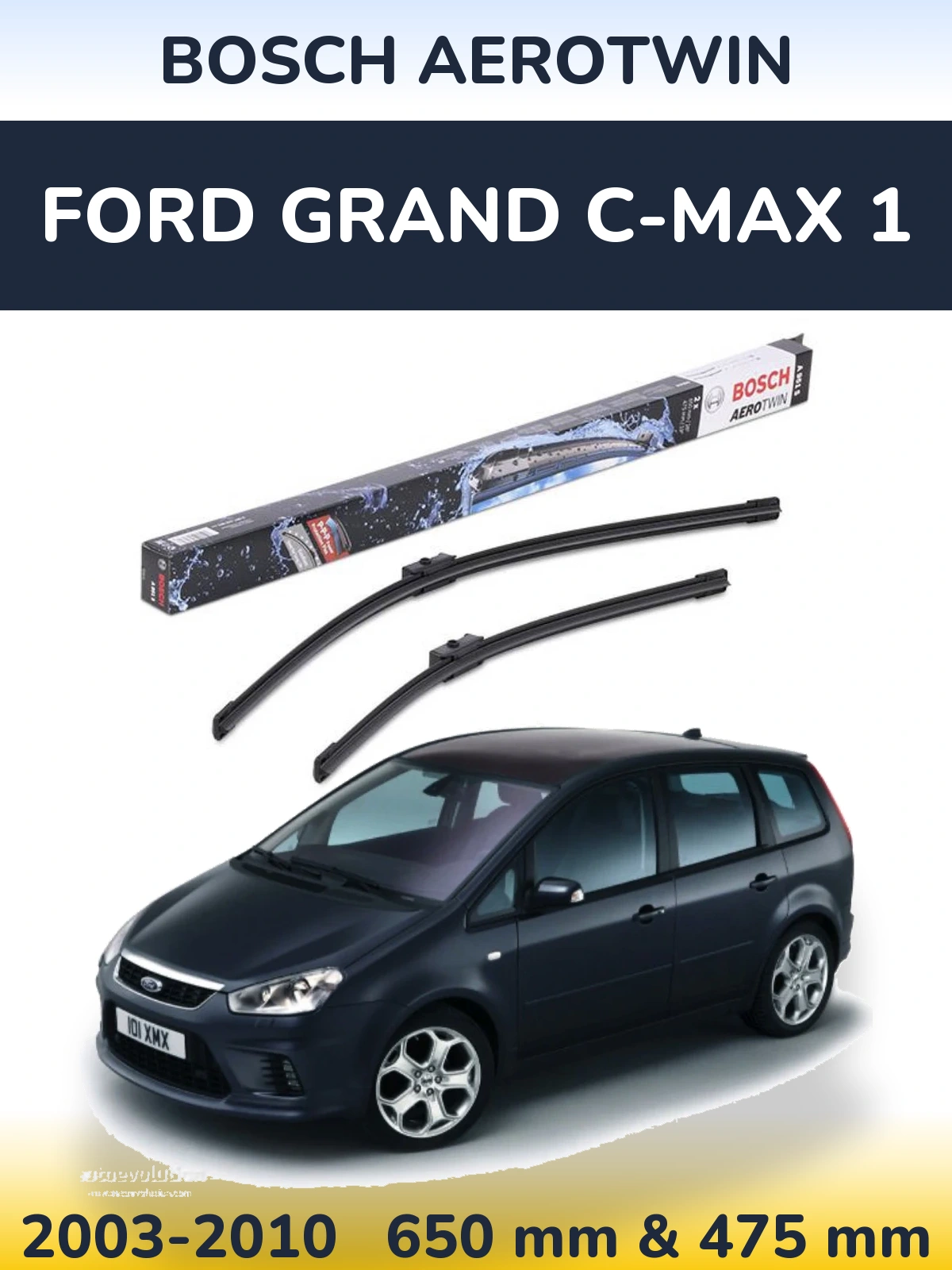 Komplet przednich wycieraczek BOSCH AeroTwin 650 & 475 mm do Ford Grand C-MAX 1 2003-2010